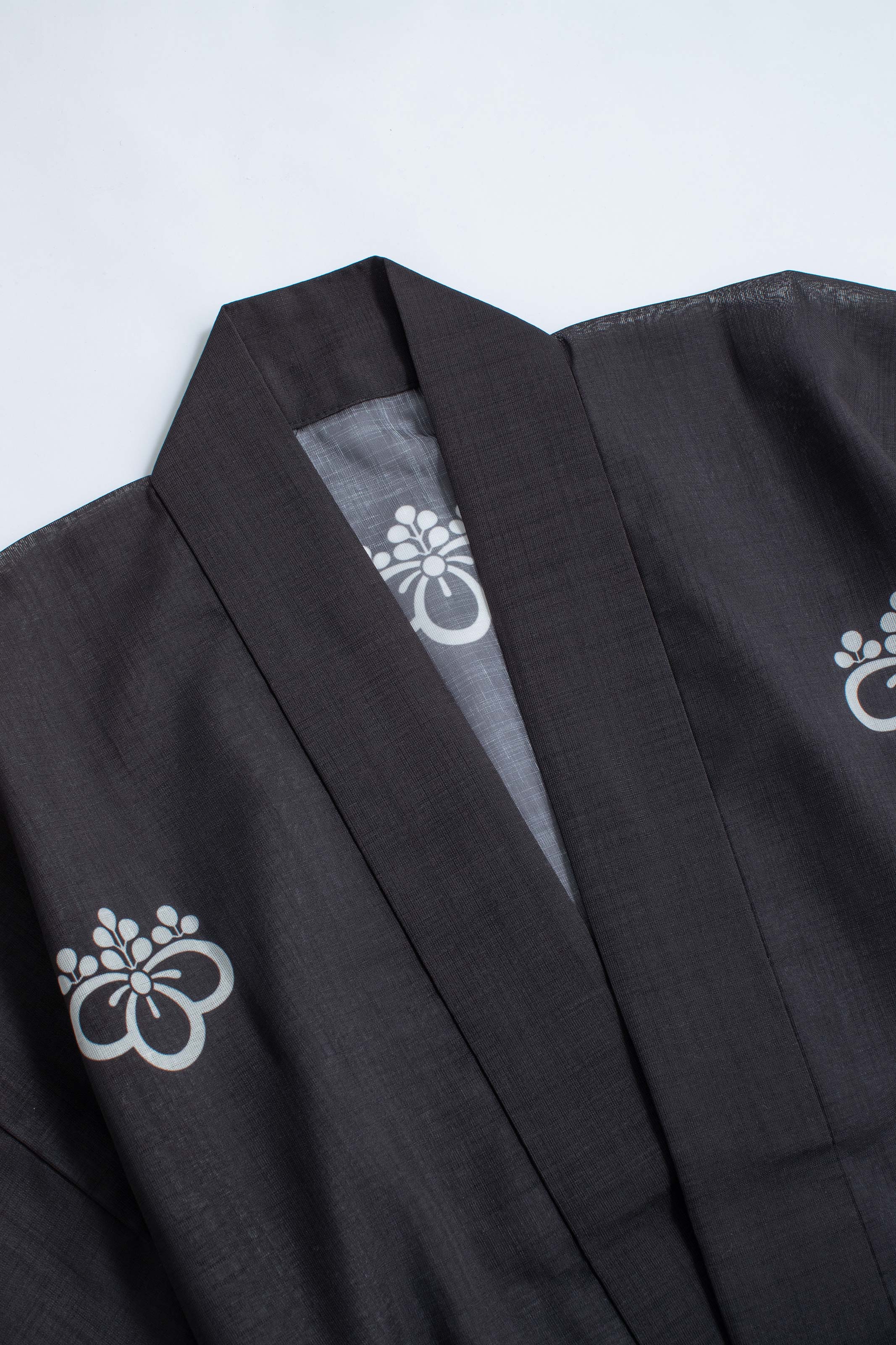 TRADITIONAL SHEER HAPPI / BLACK_OBI / 紗紬法被