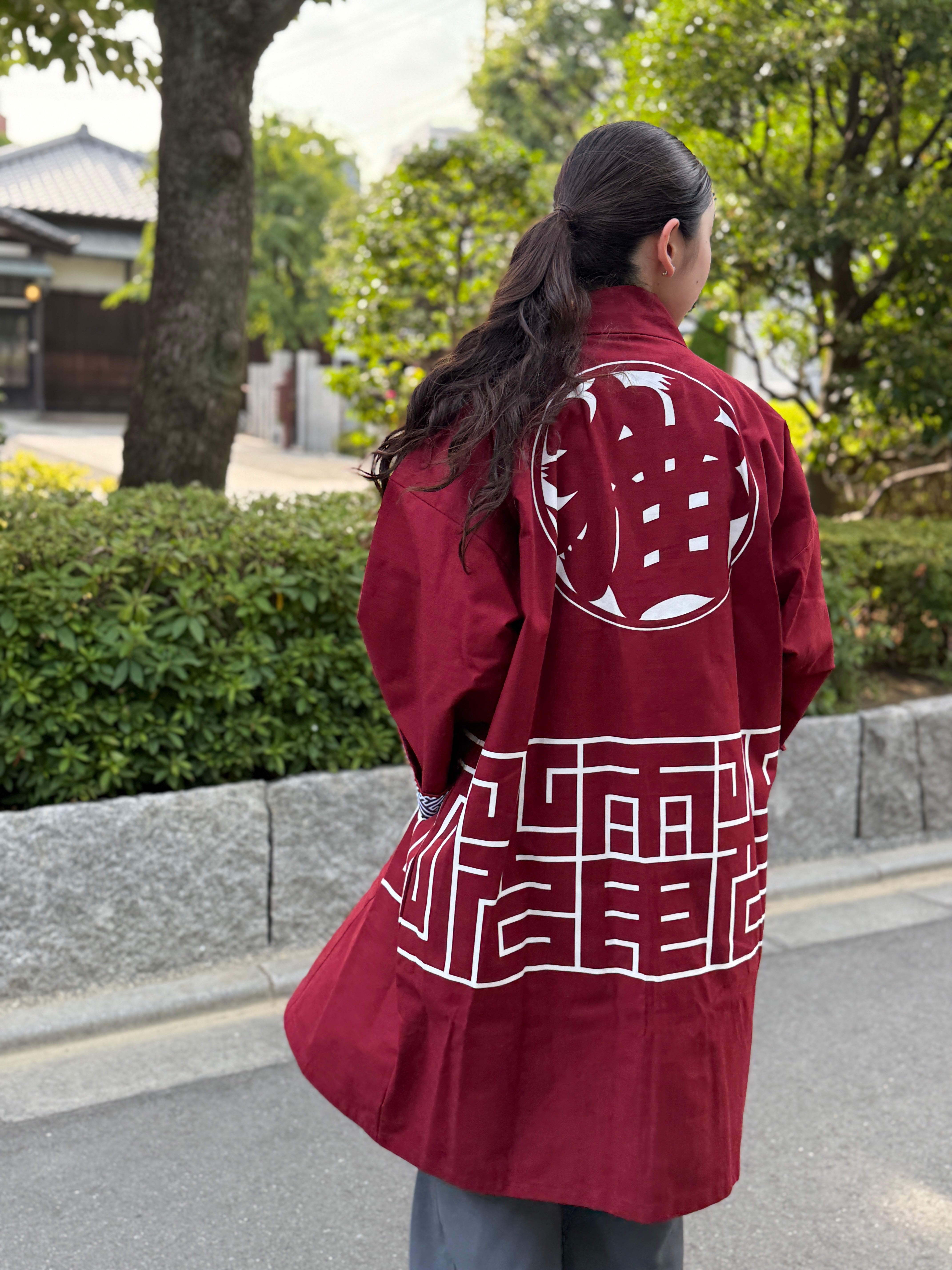 CAT -LIGHTNING SPEED- SHIRUSHI-ZOME HANTEN JACKET/ ENJI / 猫 -電光石火- 印染半纏