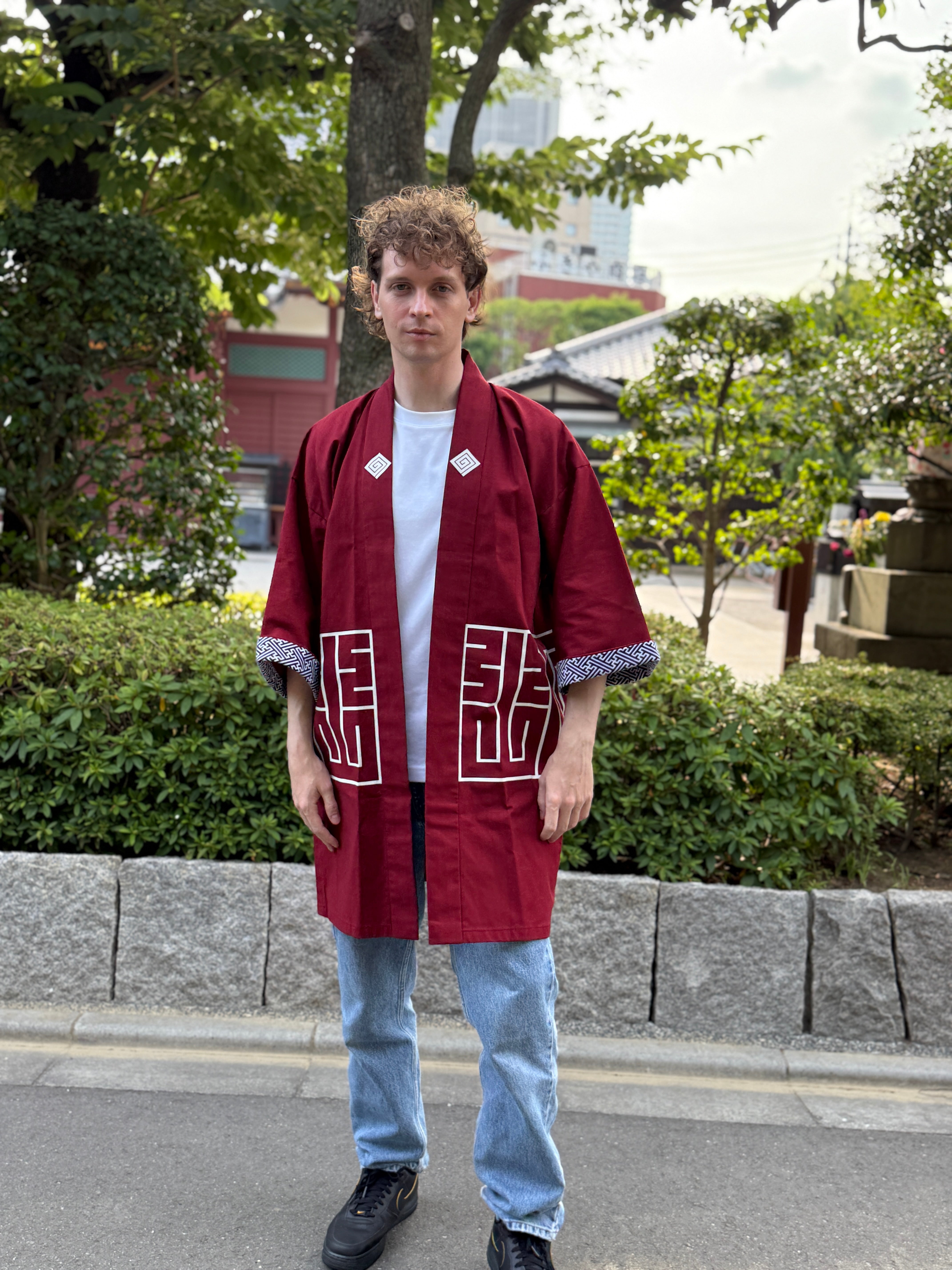 CAT -LIGHTNING SPEED- SHIRUSHI-ZOME HANTEN JACKET/ ENJI / 猫 -電光石火- 印染半纏