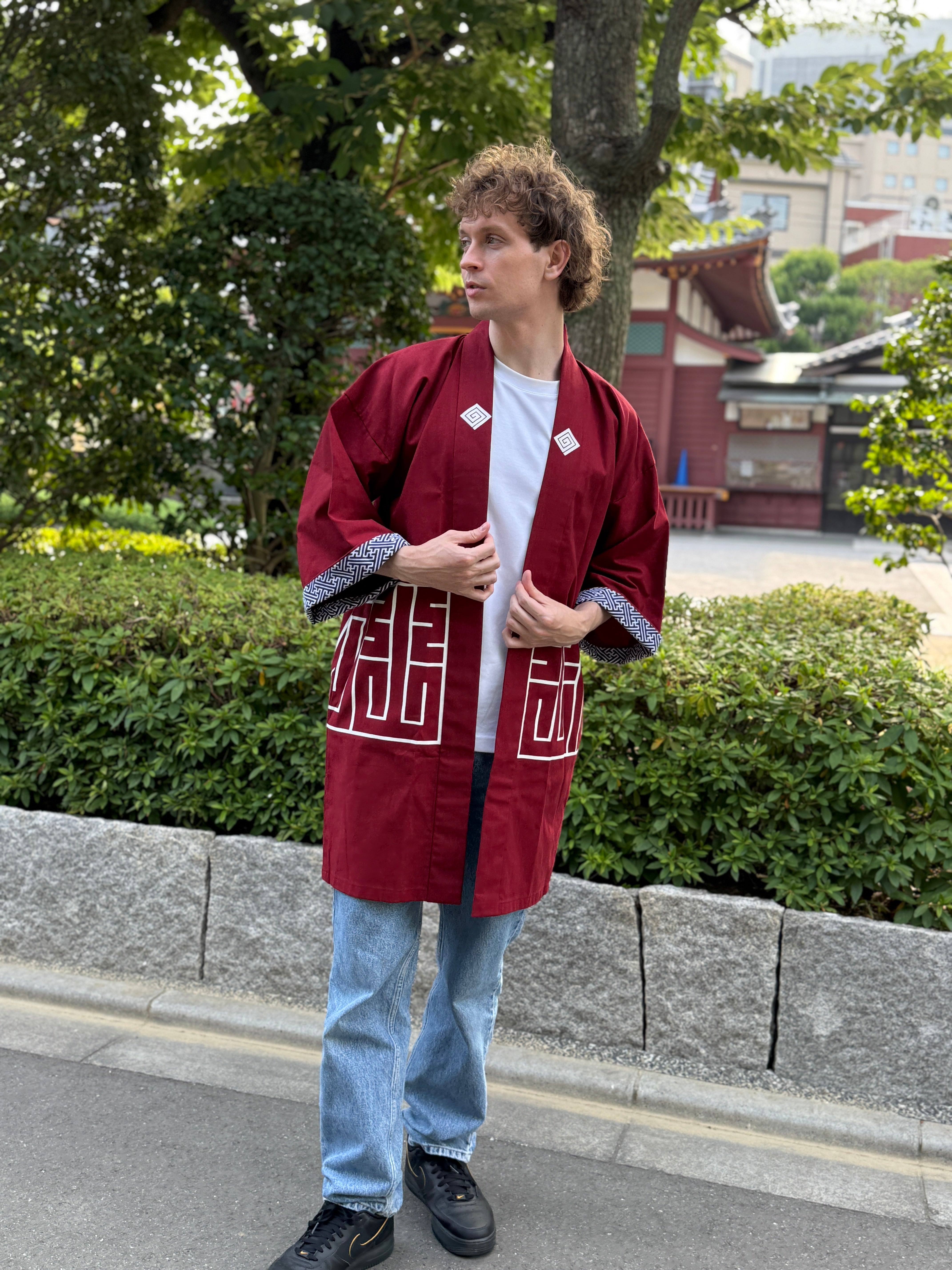 CAT -LIGHTNING SPEED- SHIRUSHI-ZOME HANTEN JACKET/ ENJI / 猫 -電光石火- 印染半纏