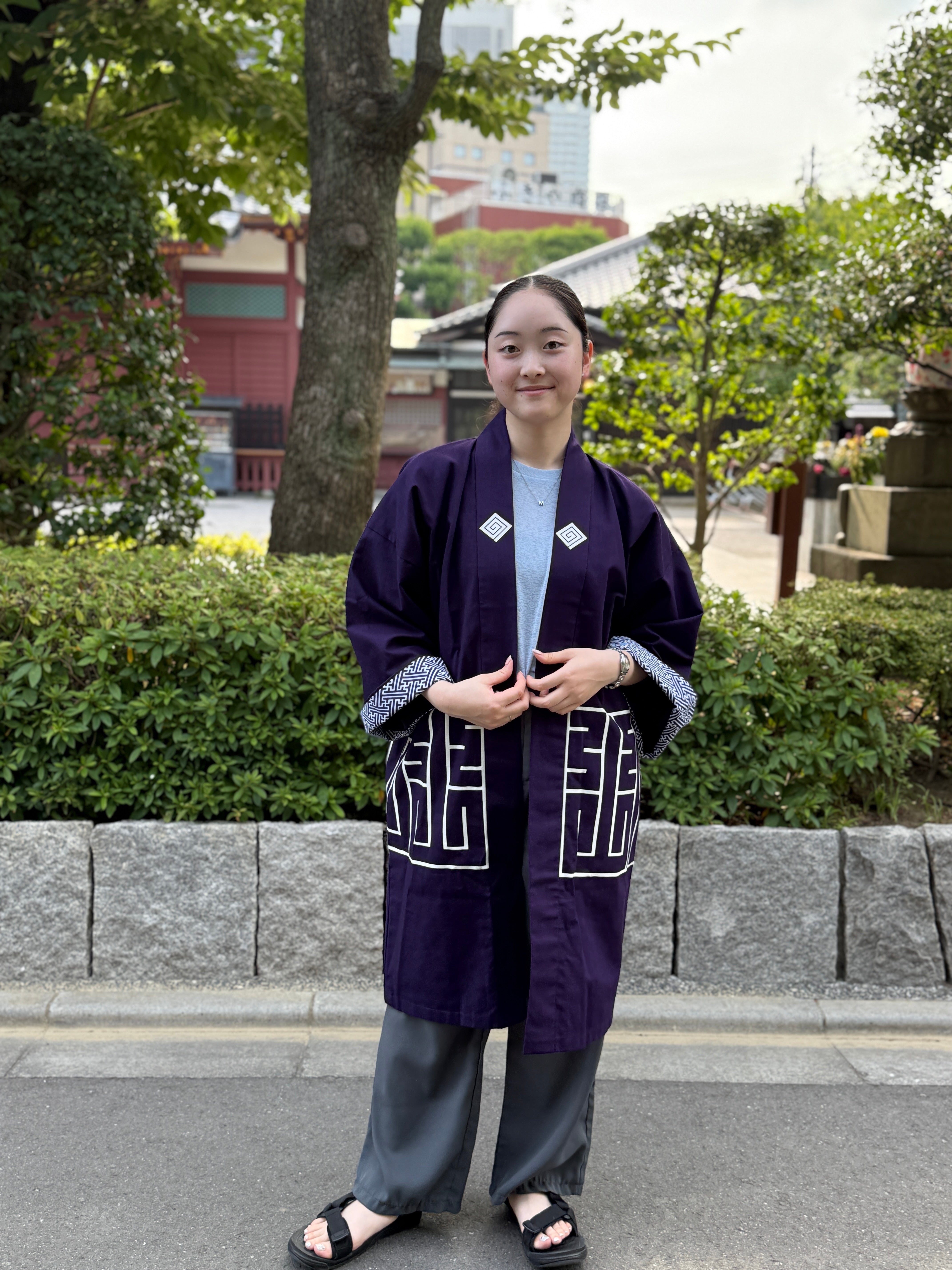CAT -LIGHTNING SPEED- SHIRUSHI-ZOME HANTEN JACKET/ MURASAKI / 猫 -電光石火- 印染半纏