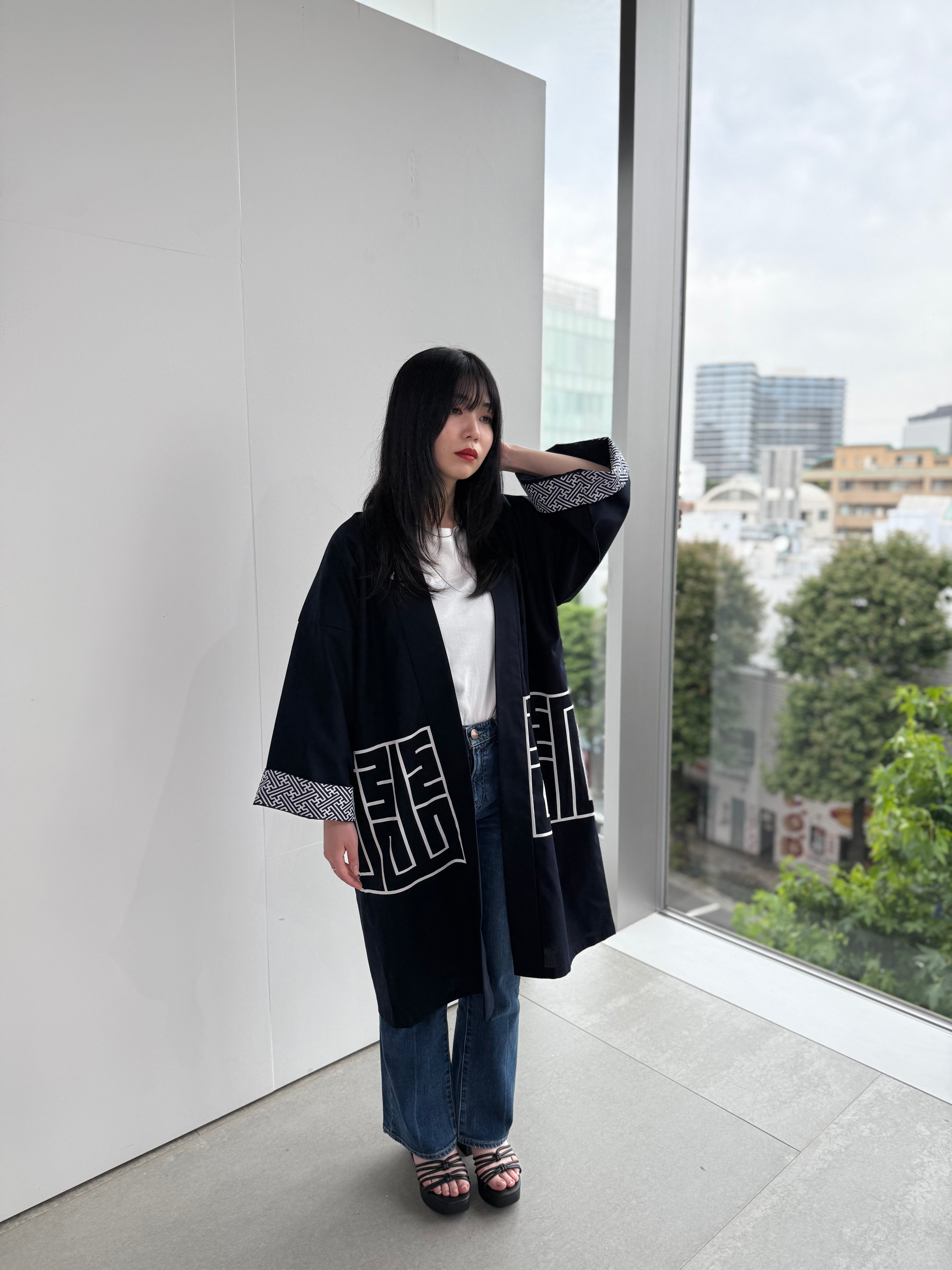 CAT -LIGHTNING SPEED- SHIRUSHI-ZOME HANTEN JACKET / 猫 -電光石火- 印染半纏