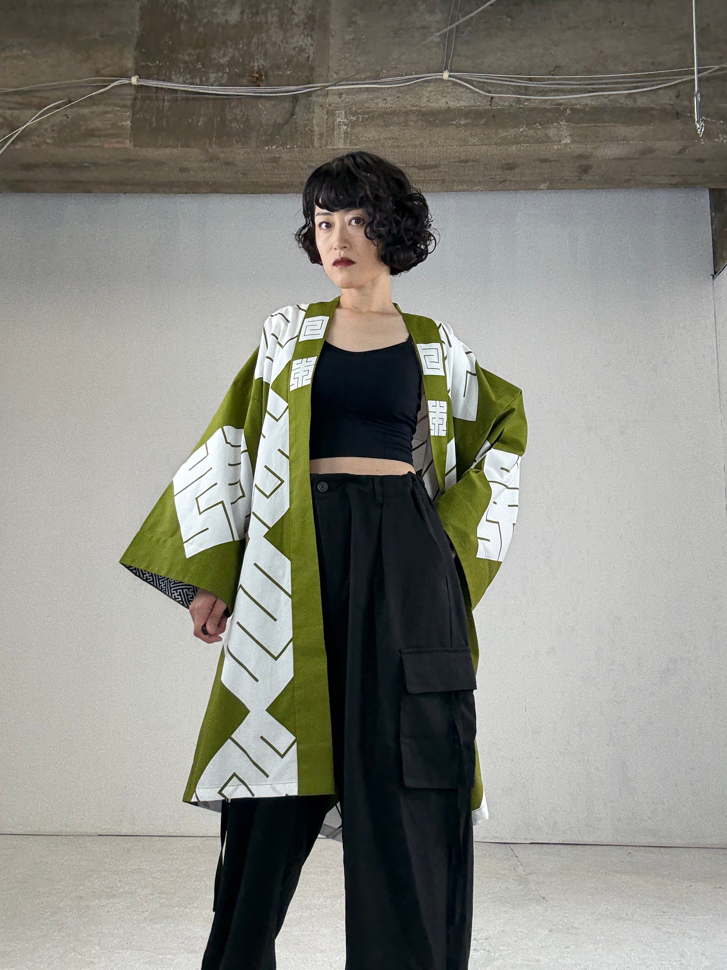 MILE -JAPAN- SHIRUSHI-ZOME HANTEN JACKET / MATCHA / 参 -日本- 印染半纏