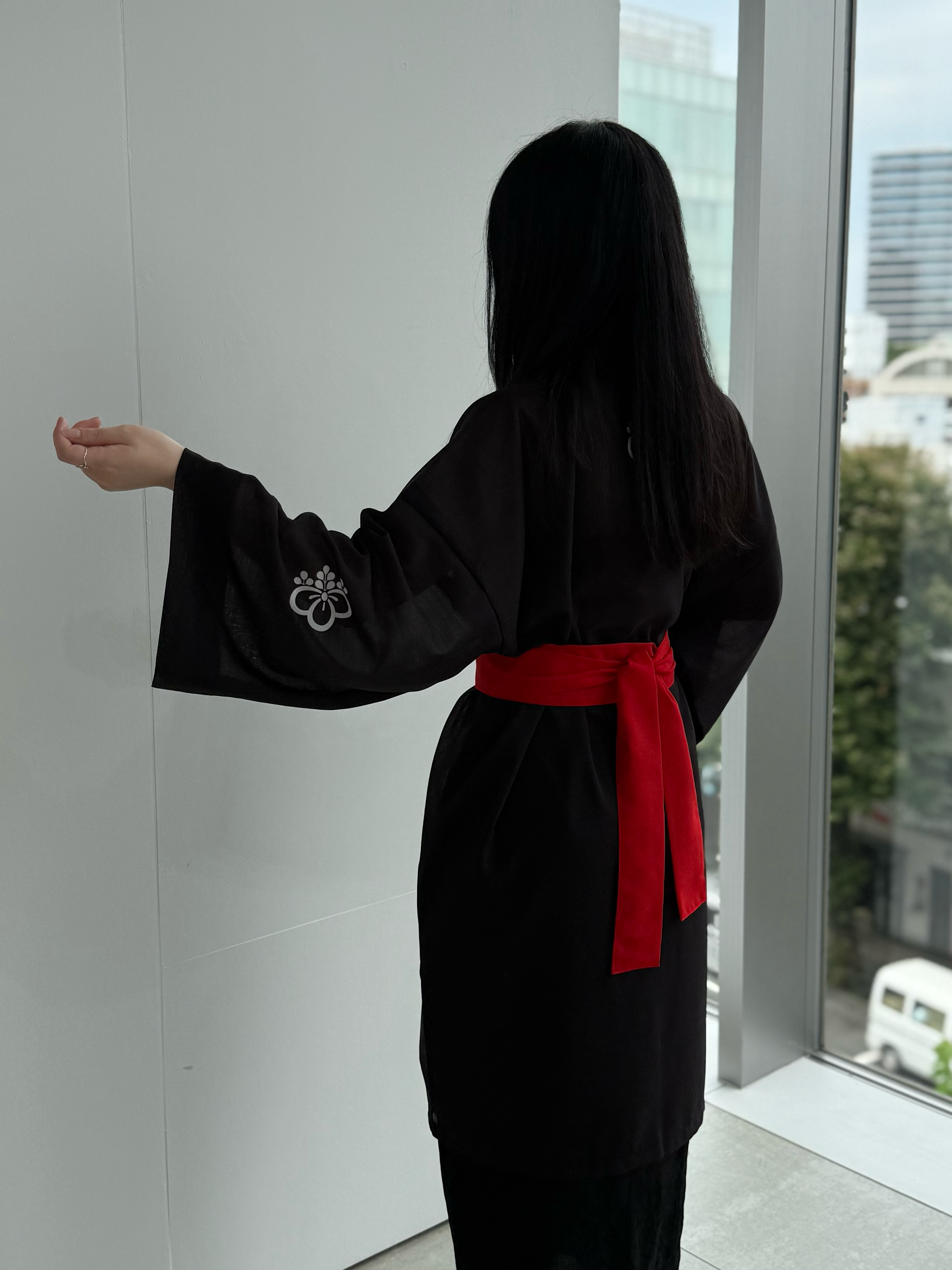 TRADITIONAL SHEER HAPPI RED_OBI / 紗紬法被