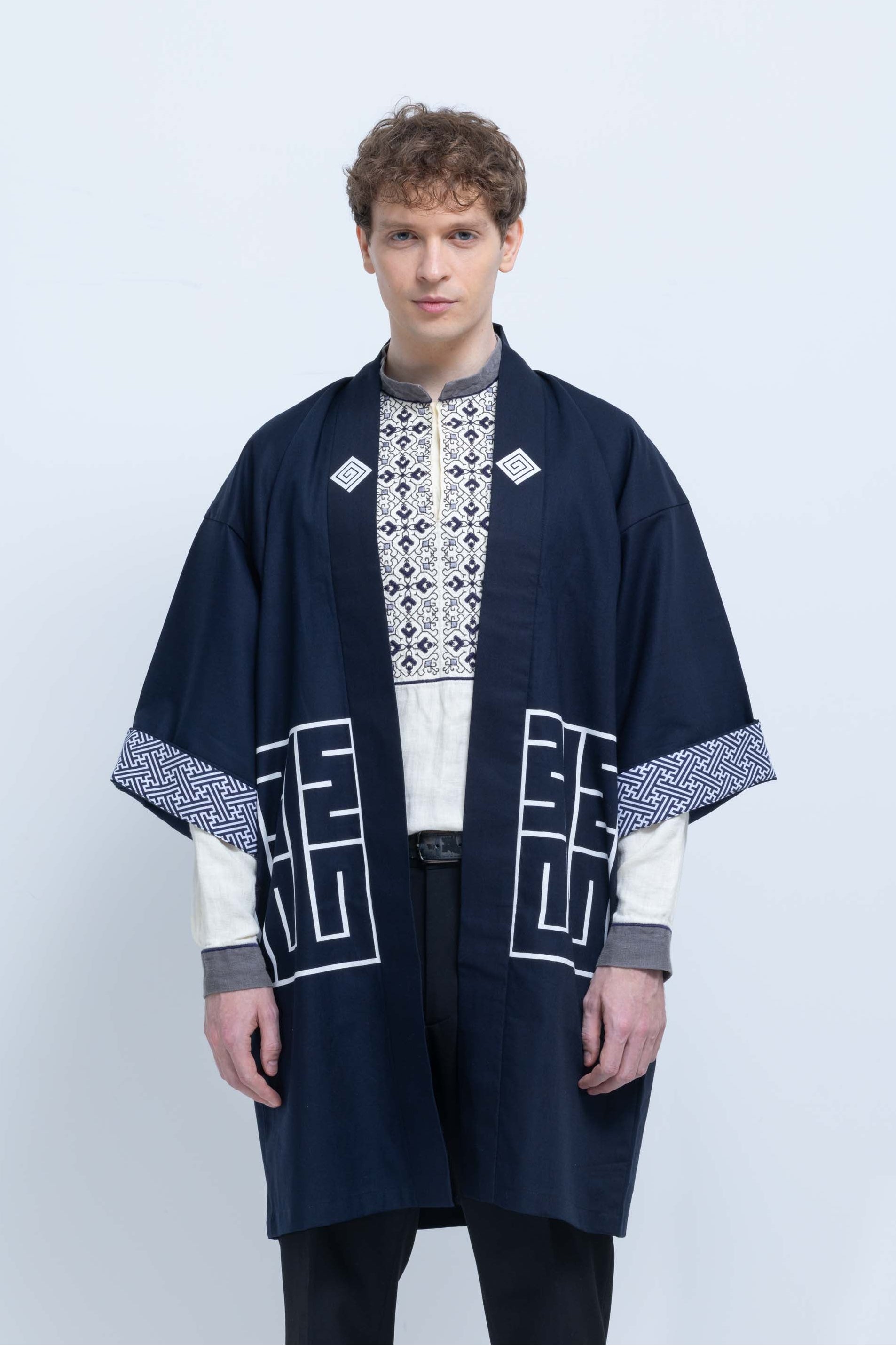 CAT -LIGHTNING SPEED- SHIRUSHI-ZOME HANTEN JACKET / KON / 猫 -電光石火- 印染半纏