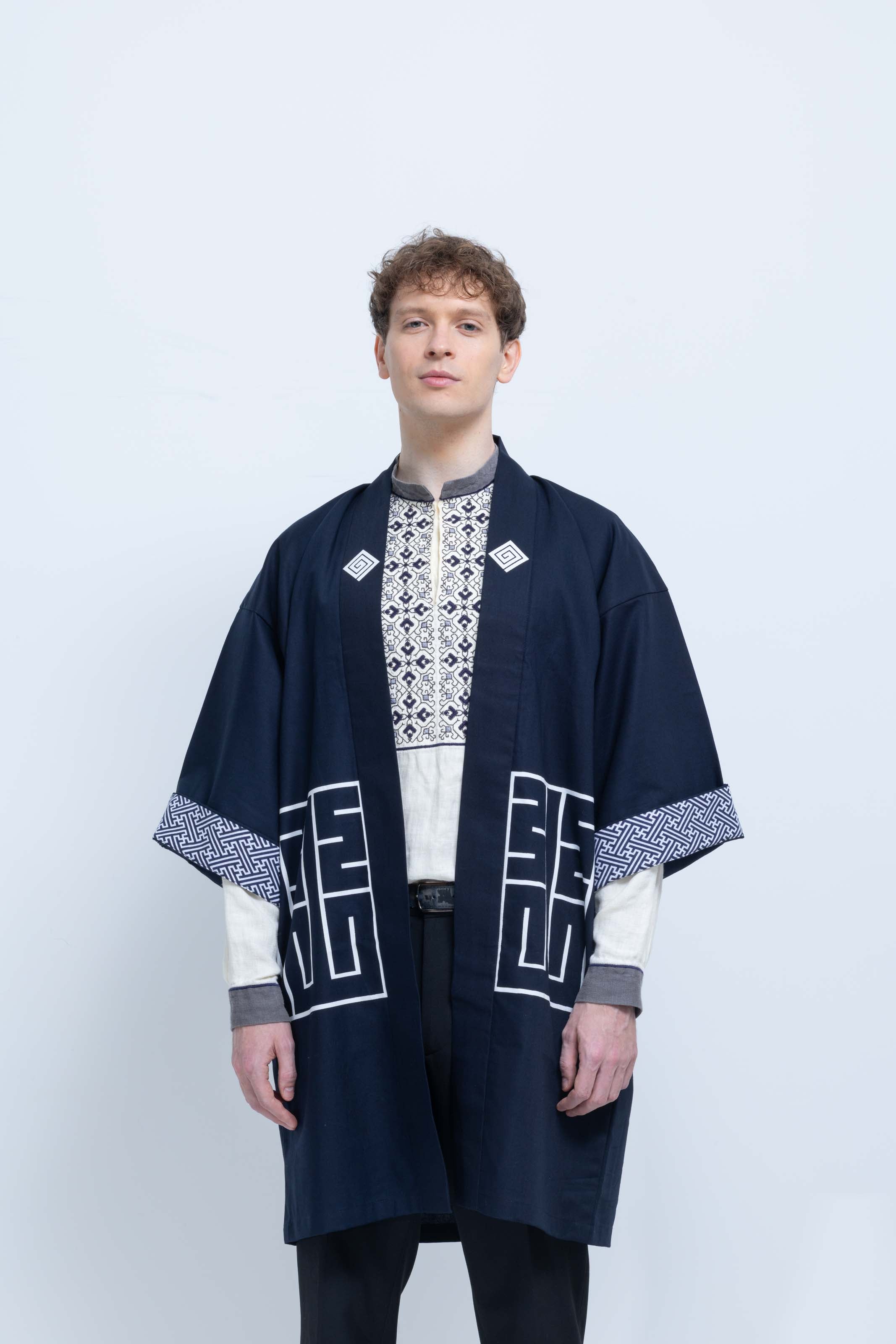 CAT -LIGHTNING SPEED- SHIRUSHI-ZOME HANTEN JACKET / KON / 猫 -電光石火- 印染半纏