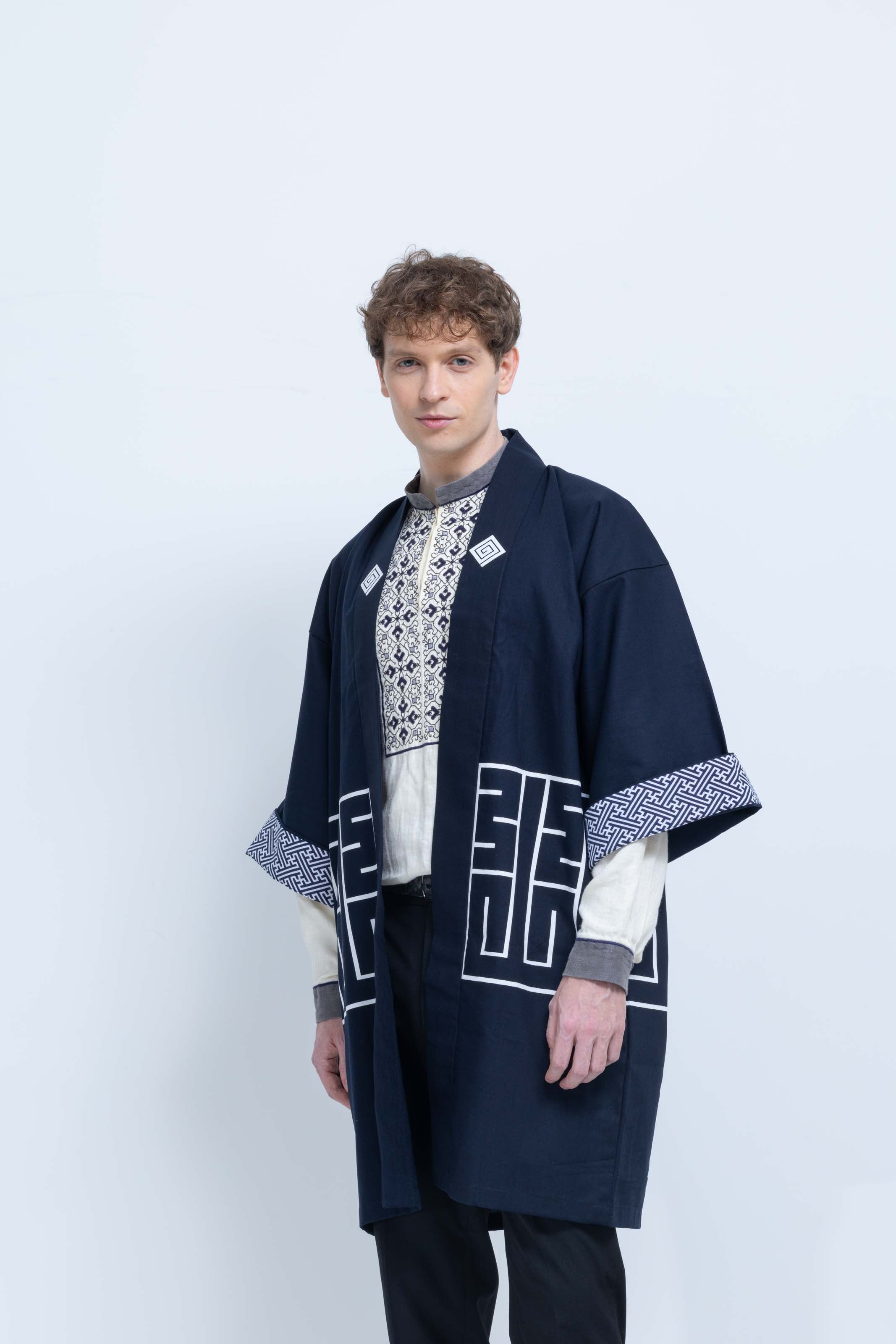 CAT -LIGHTNING SPEED- SHIRUSHI-ZOME HANTEN JACKET / KON / 猫 -電光石火- 印染半纏
