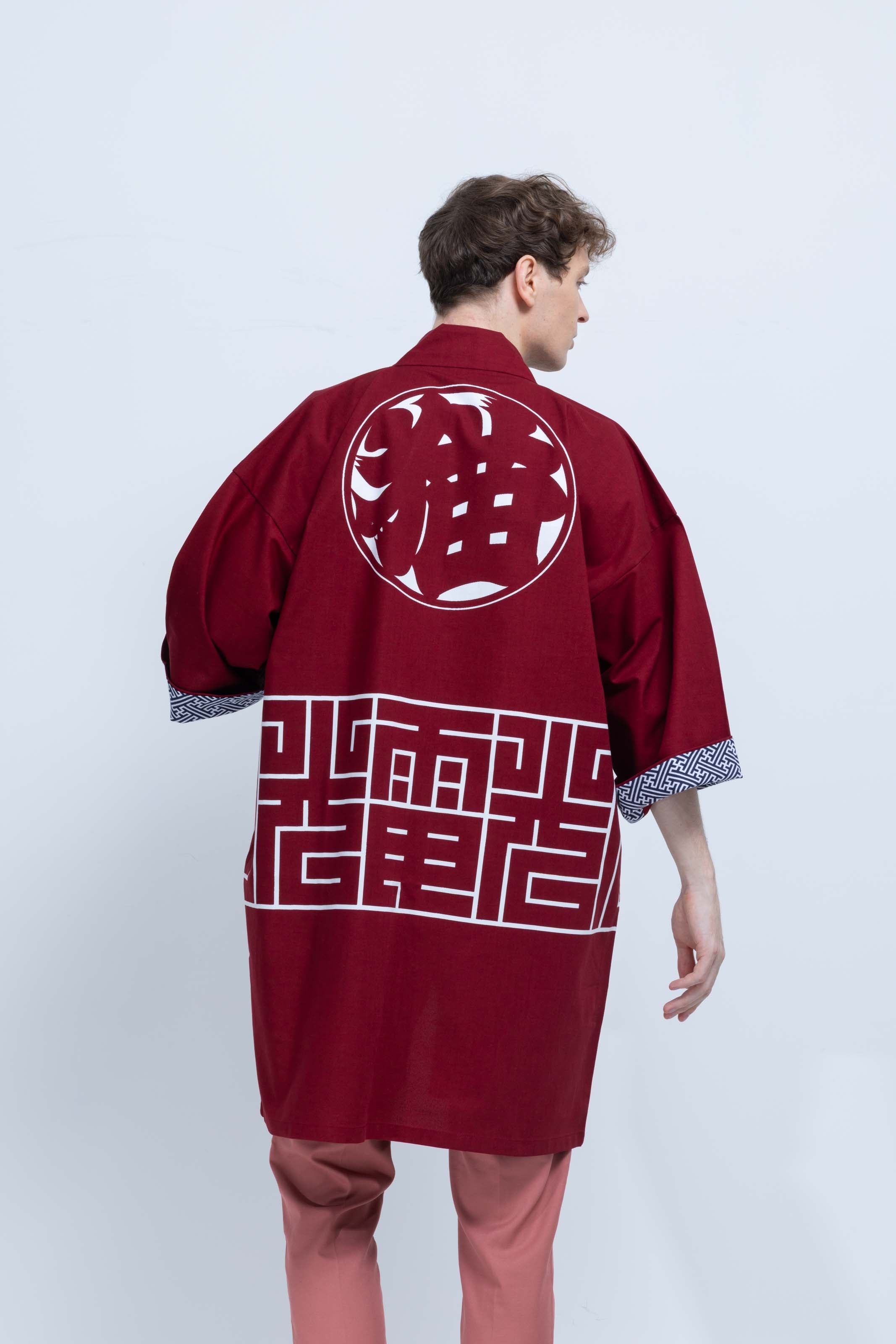 CAT -LIGHTNING SPEED- SHIRUSHI-ZOME HANTEN JACKET/ ENJI / 猫 -電光石火- 印染半纏