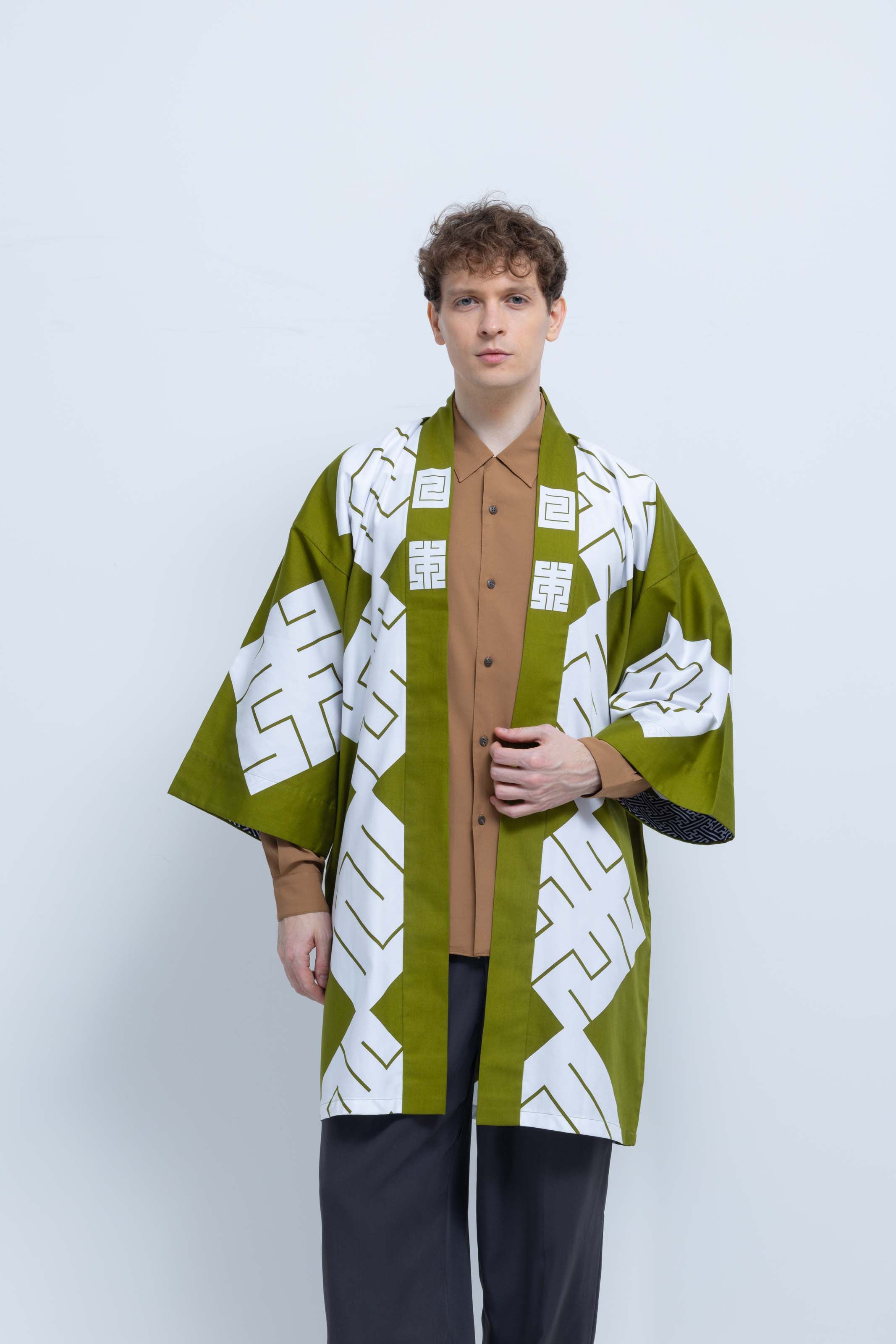 MILE -JAPAN- SHIRUSHI-ZOME HANTEN JACKET / MATCHA / 参 -日本- 印染半纏