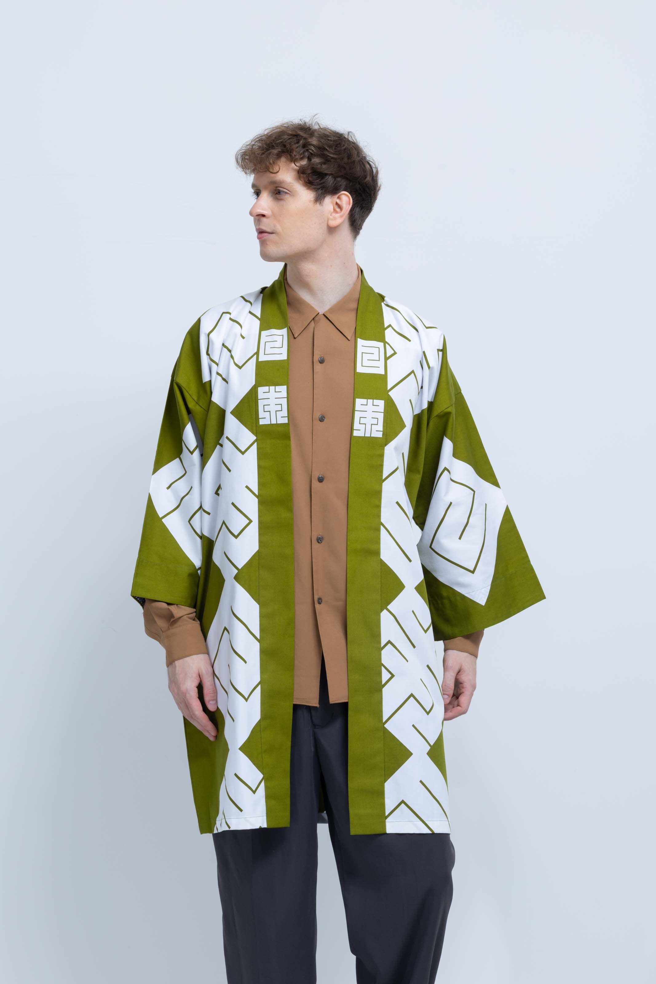 MILE -JAPAN- SHIRUSHI-ZOME HANTEN JACKET / MATCHA / 参 -日本- 印染半纏