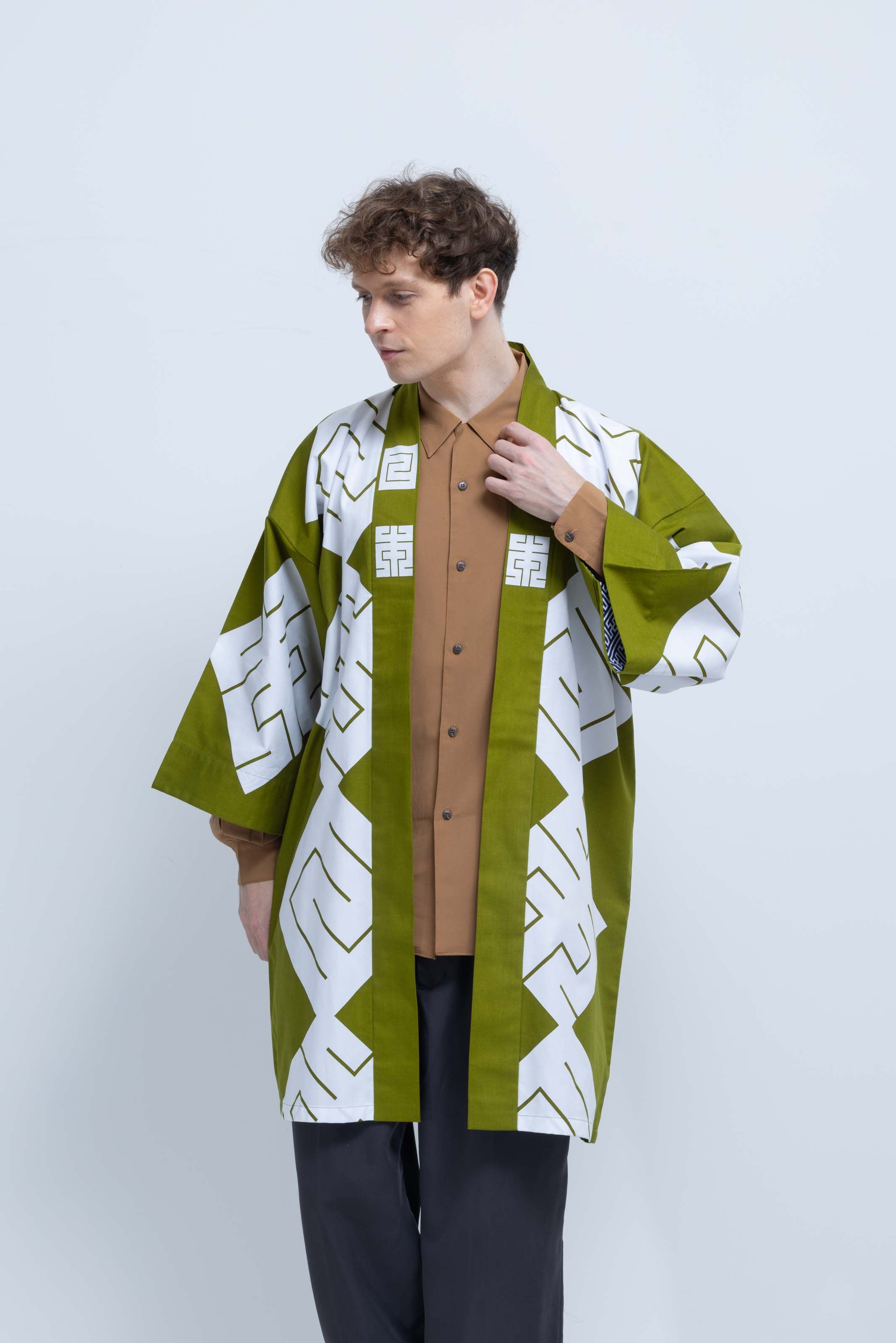 MILE -JAPAN- SHIRUSHI-ZOME HANTEN JACKET / MATCHA / 参 -日本- 印染半纏