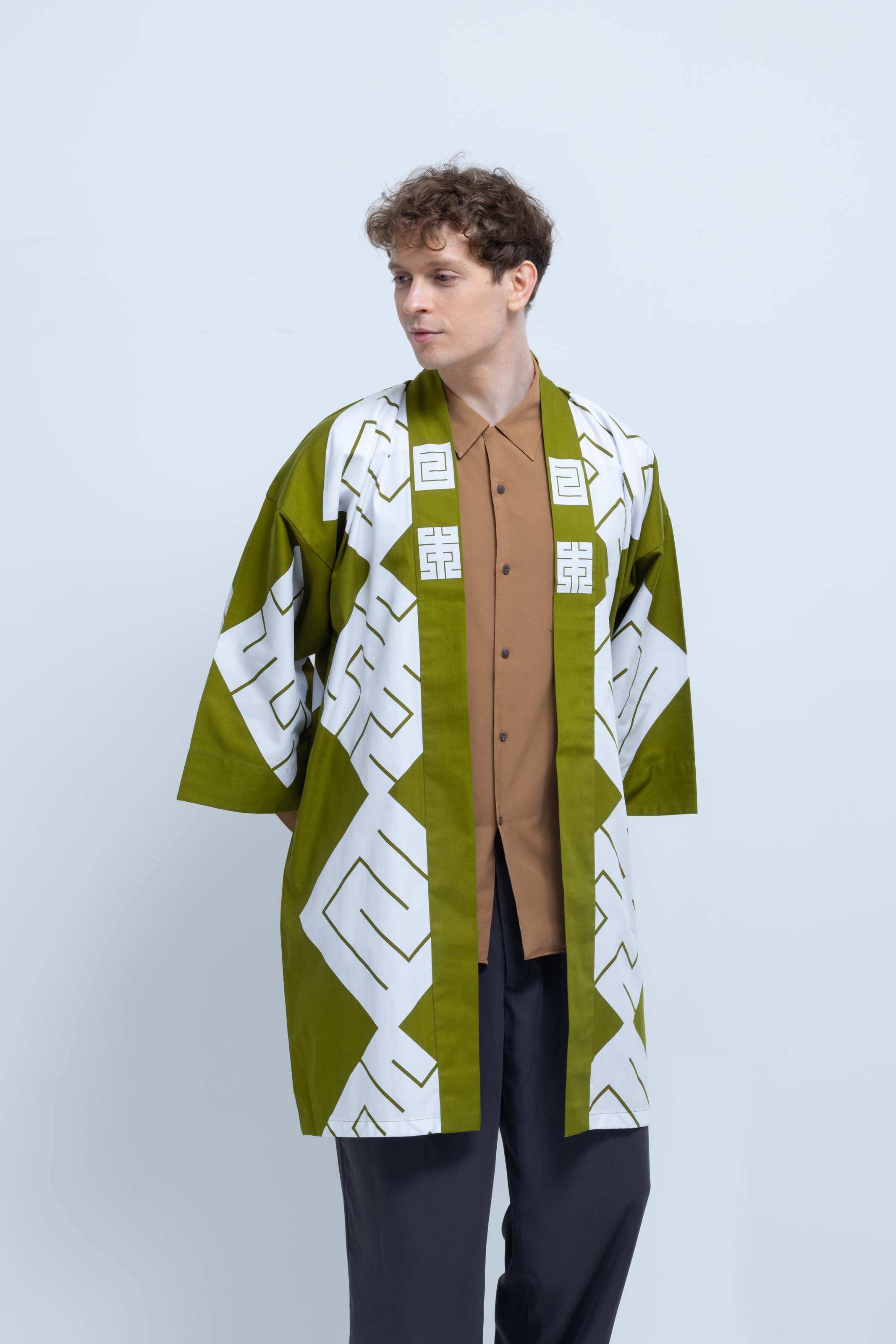 MILE -JAPAN- SHIRUSHI-ZOME HANTEN JACKET / MATCHA / 参 -日本- 印染半纏