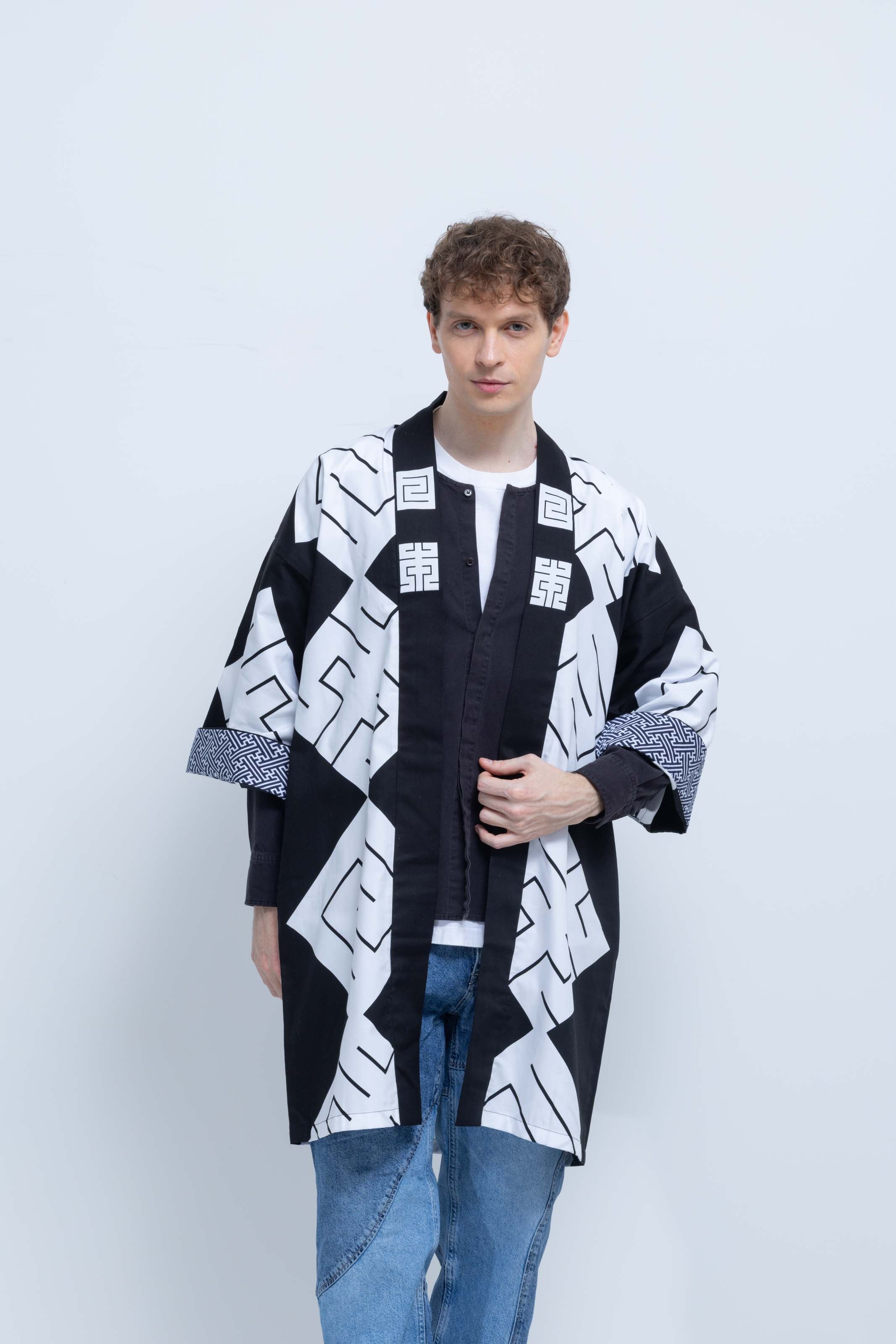 MILE -JAPAN- SHIRUSHI-ZOME HANTEN JACKET / KURO / 参 -日本- 印染半纏