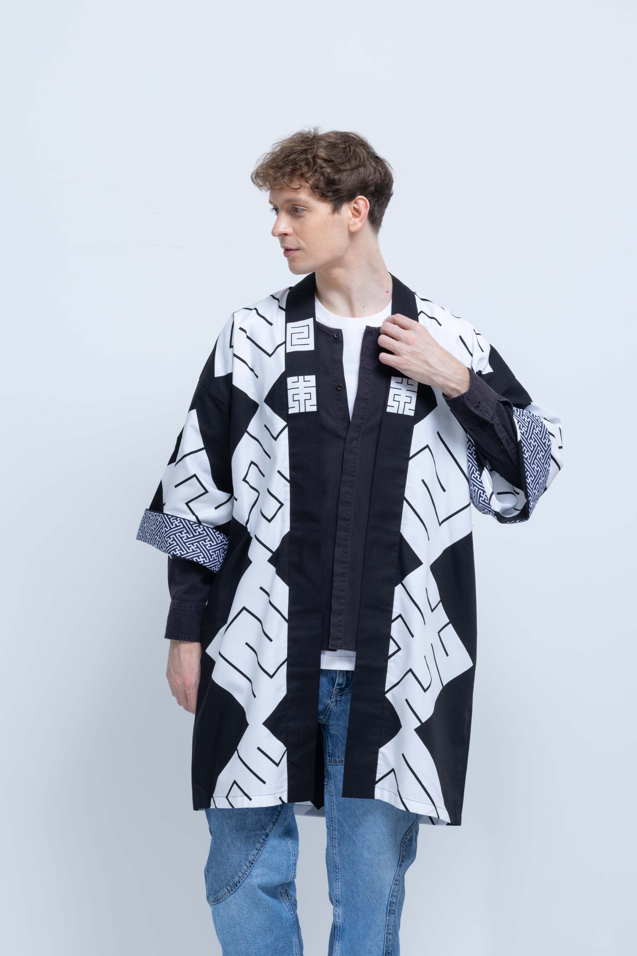 MILE -JAPAN- SHIRUSHI-ZOME HANTEN JACKET / KURO / 参 -日本- 印染半纏
