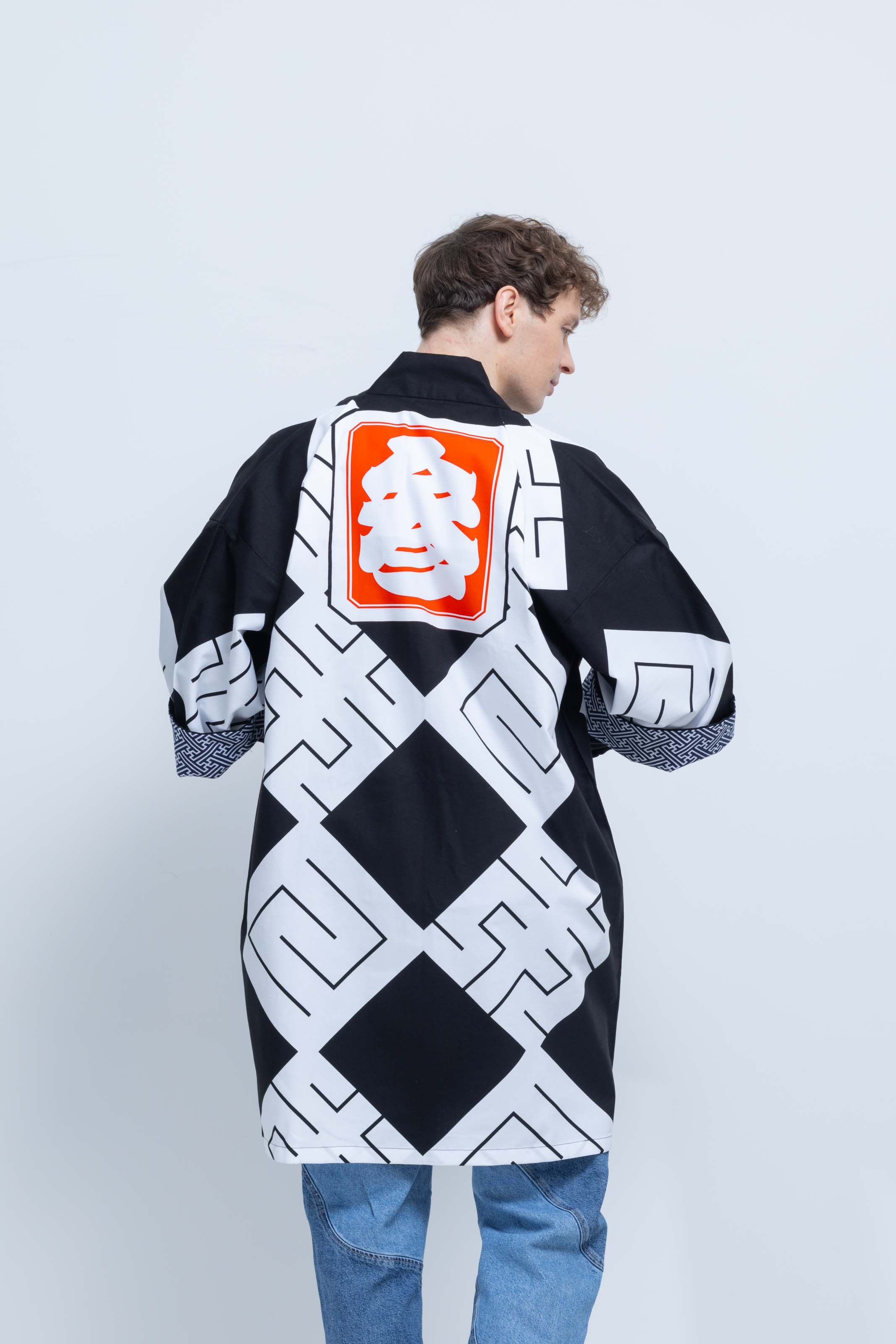 MILE -JAPAN- SHIRUSHI-ZOME HANTEN JACKET / KURO / 参 -日本- 印染半纏