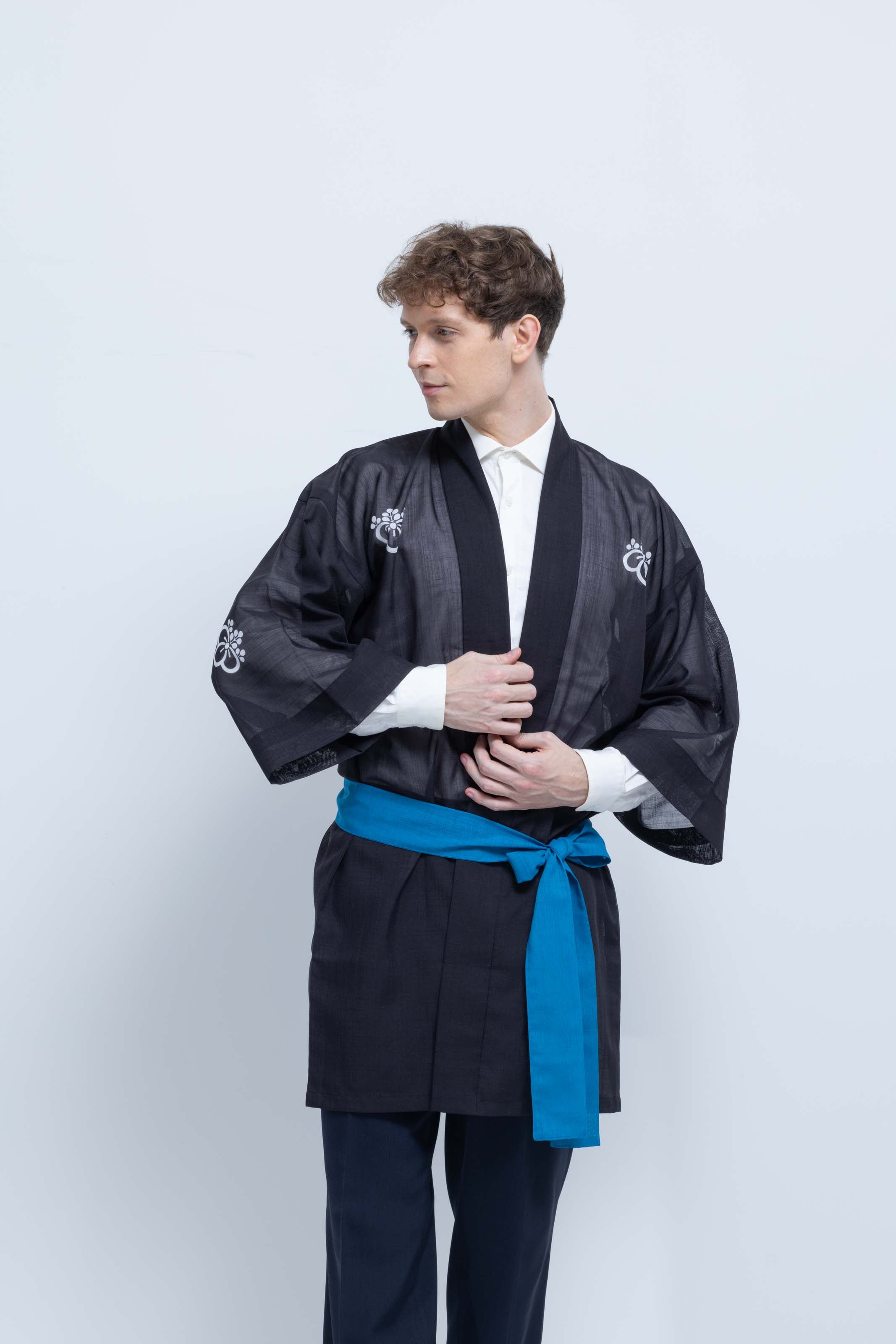 TRADITIONAL SHEER HAPPI / BLUE_OBI / 紗紬法被