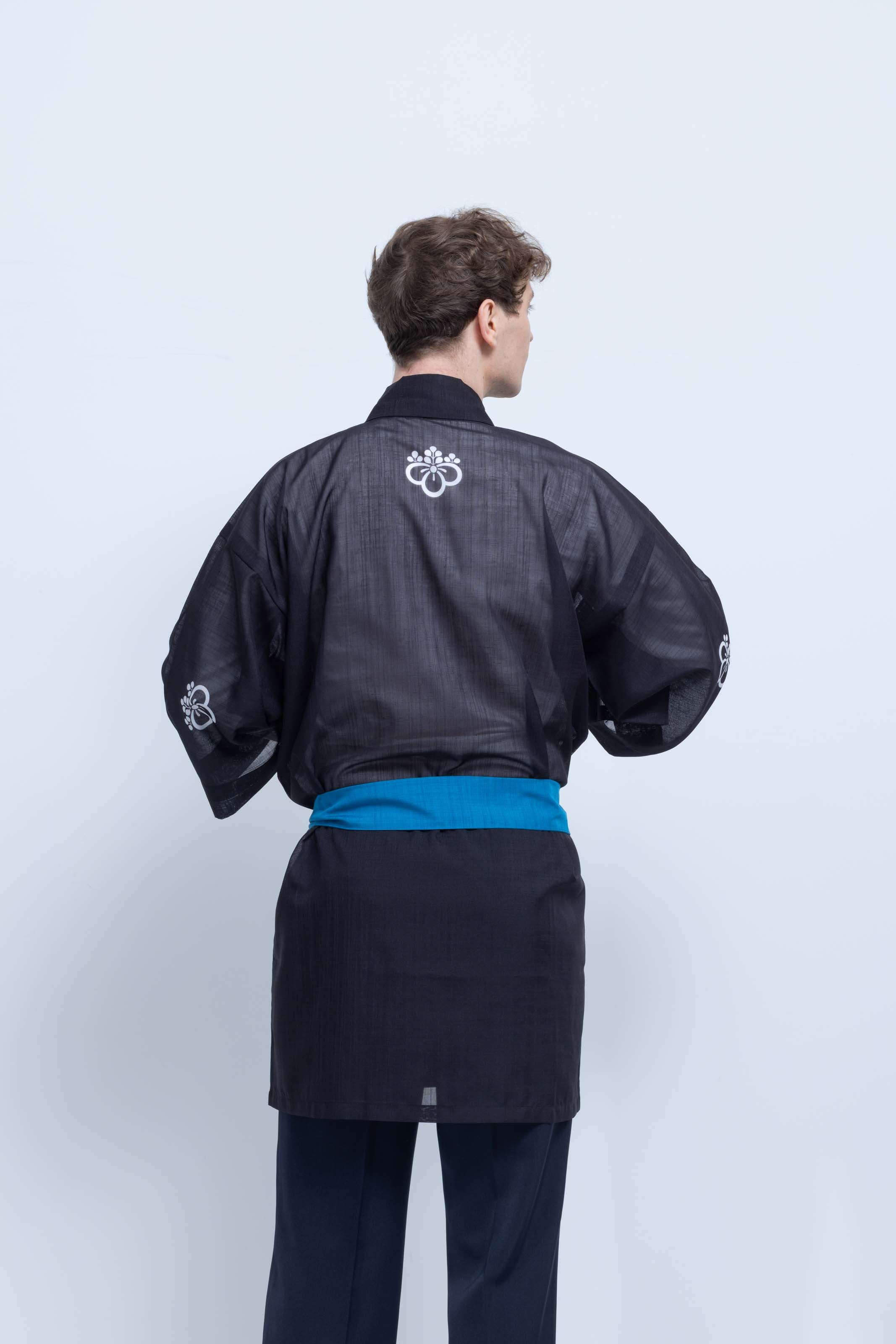 TRADITIONAL SHEER HAPPI / BLUE_OBI / 紗紬法被