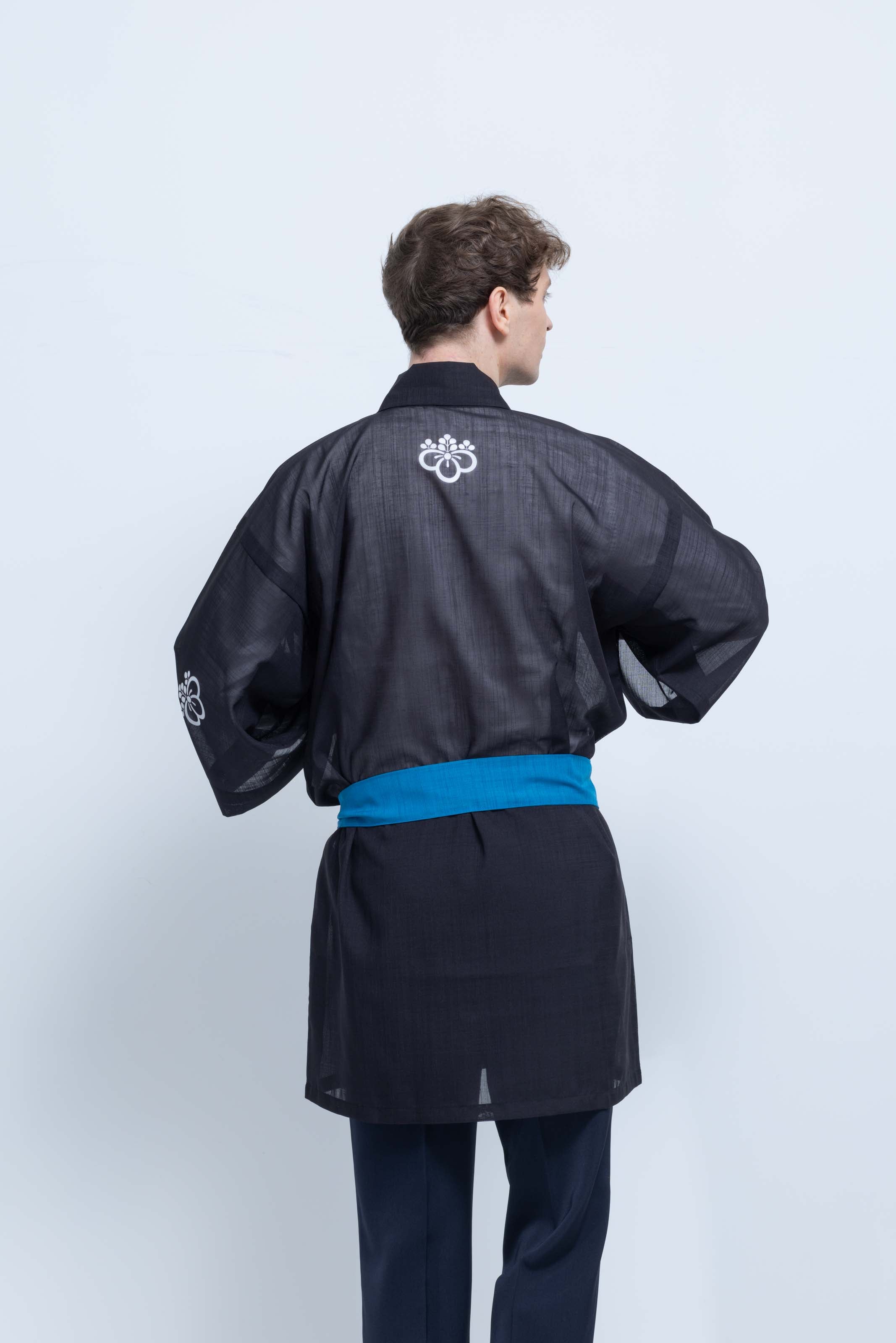 TRADITIONAL SHEER HAPPI / BLUE_OBI / 紗紬法被