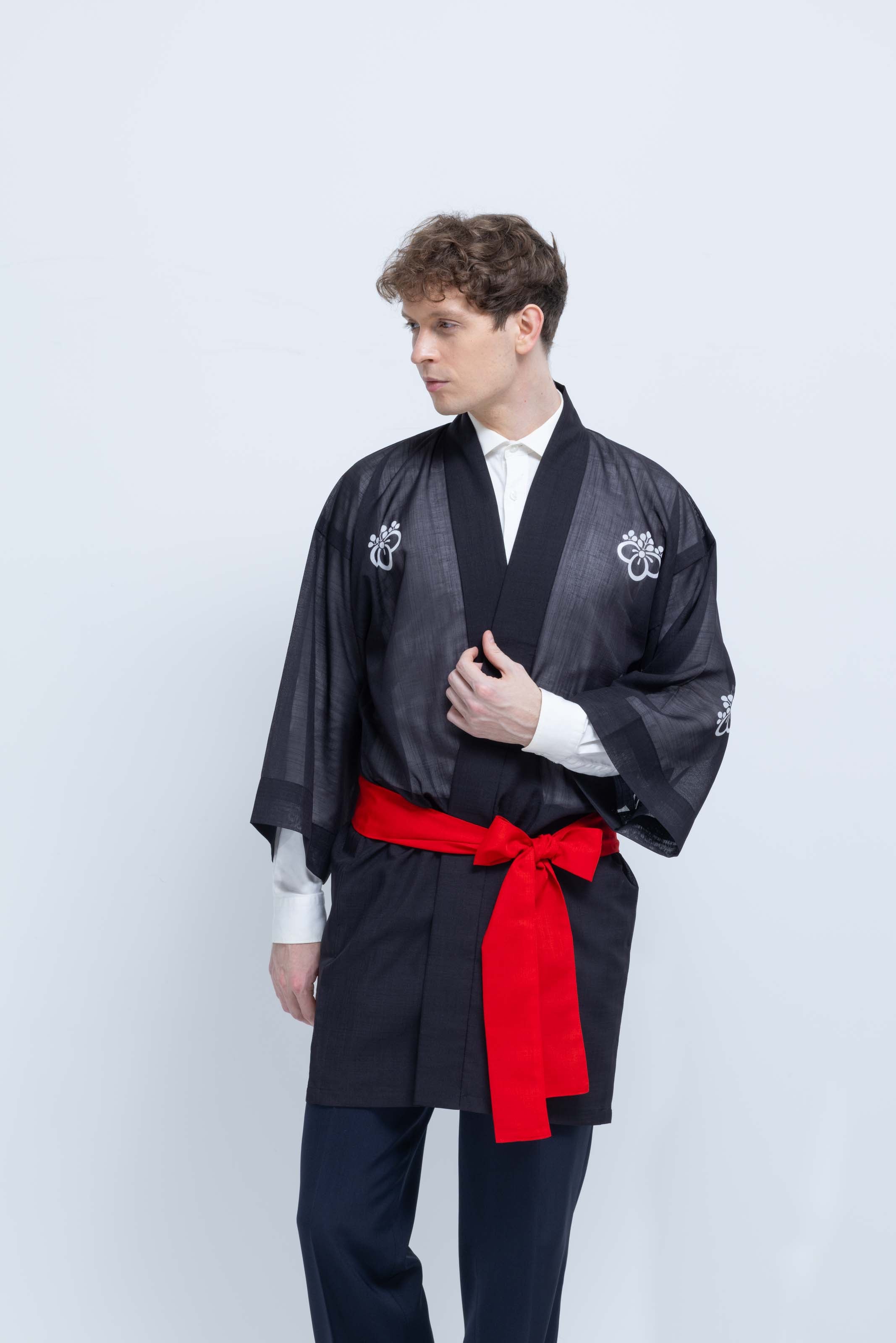 TRADITIONAL SHEER HAPPI / RED_OBI / 紗紬法被