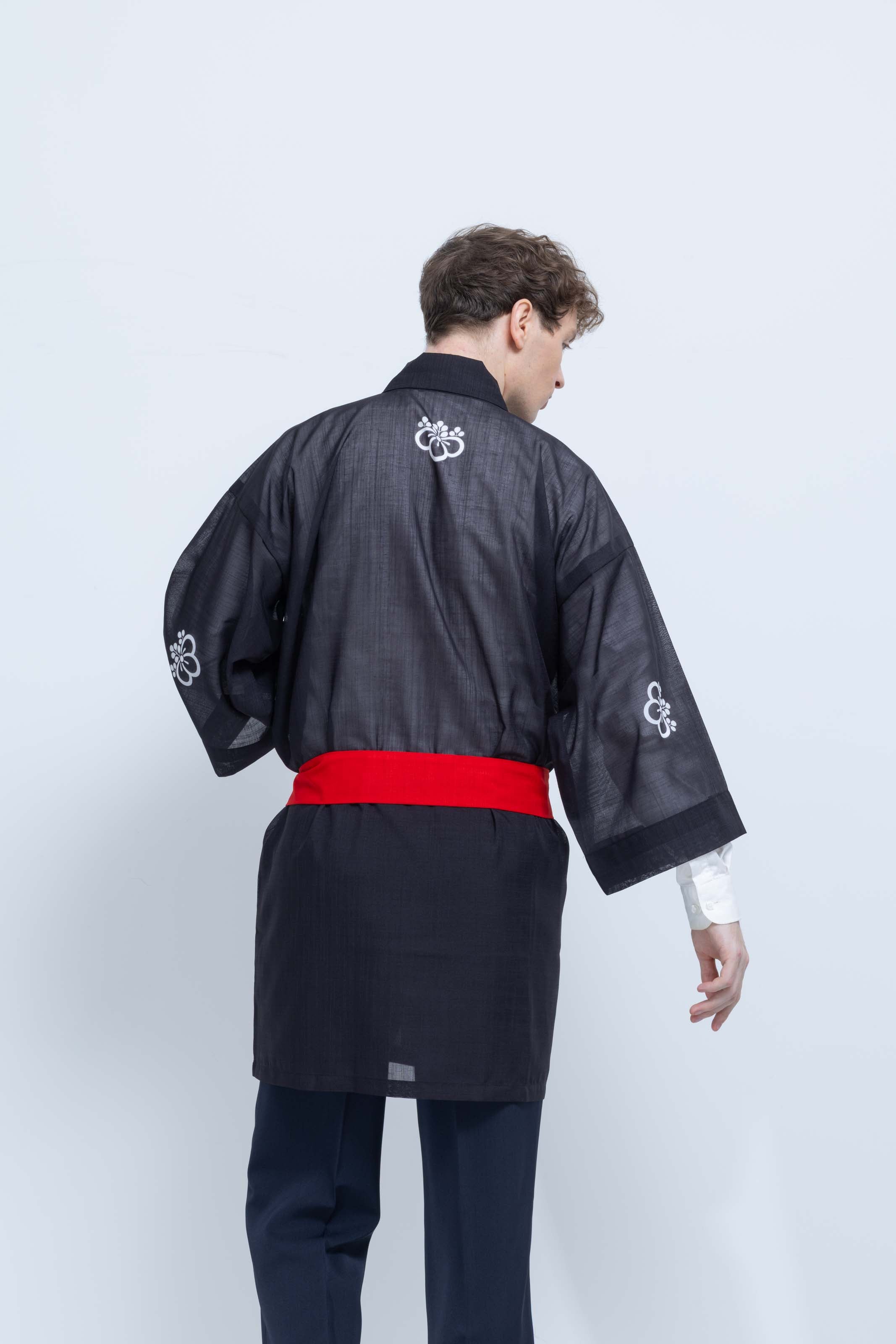 TRADITIONAL SHEER HAPPI / RED_OBI / 紗紬法被