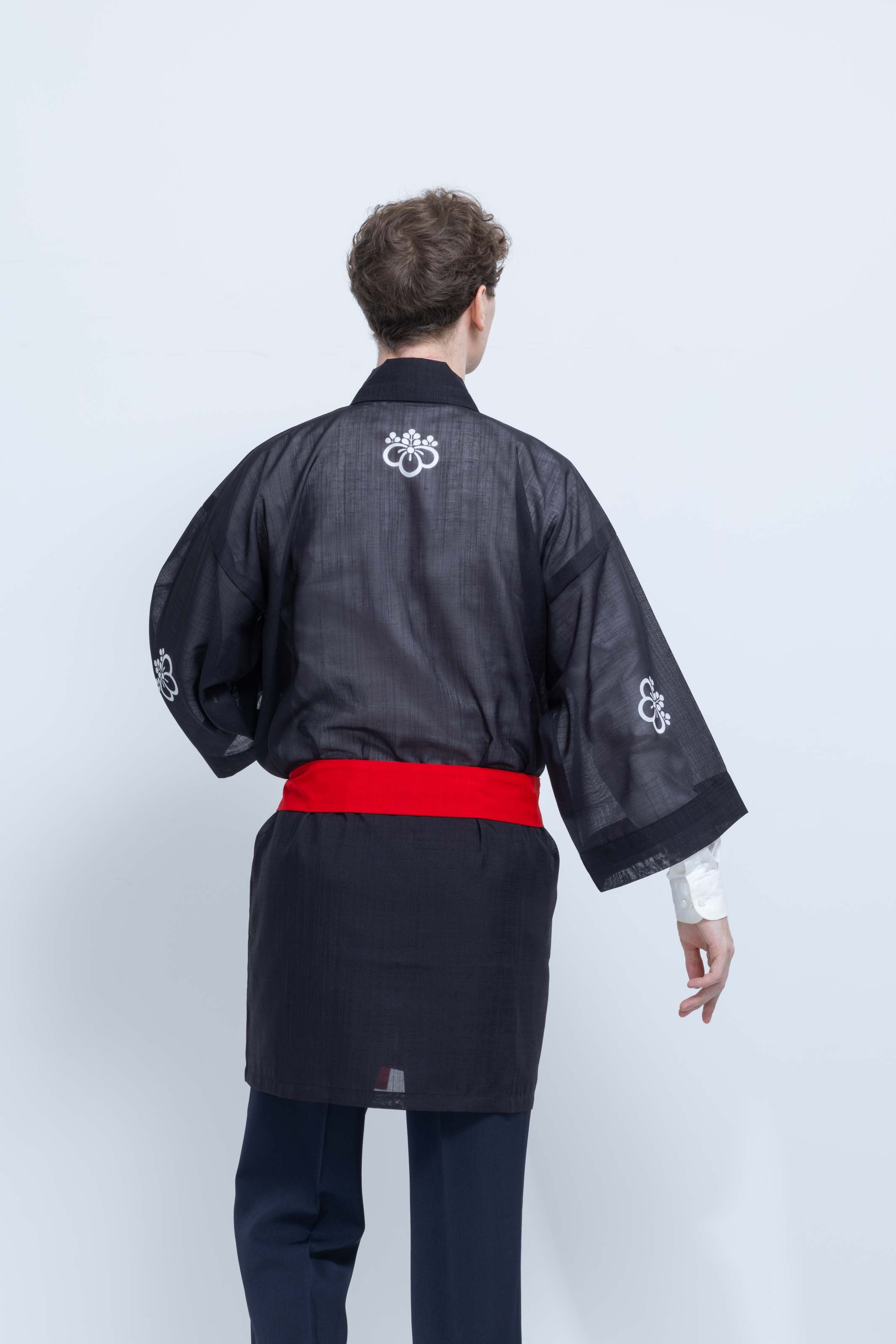 TRADITIONAL SHEER HAPPI / RED_OBI / 紗紬法被