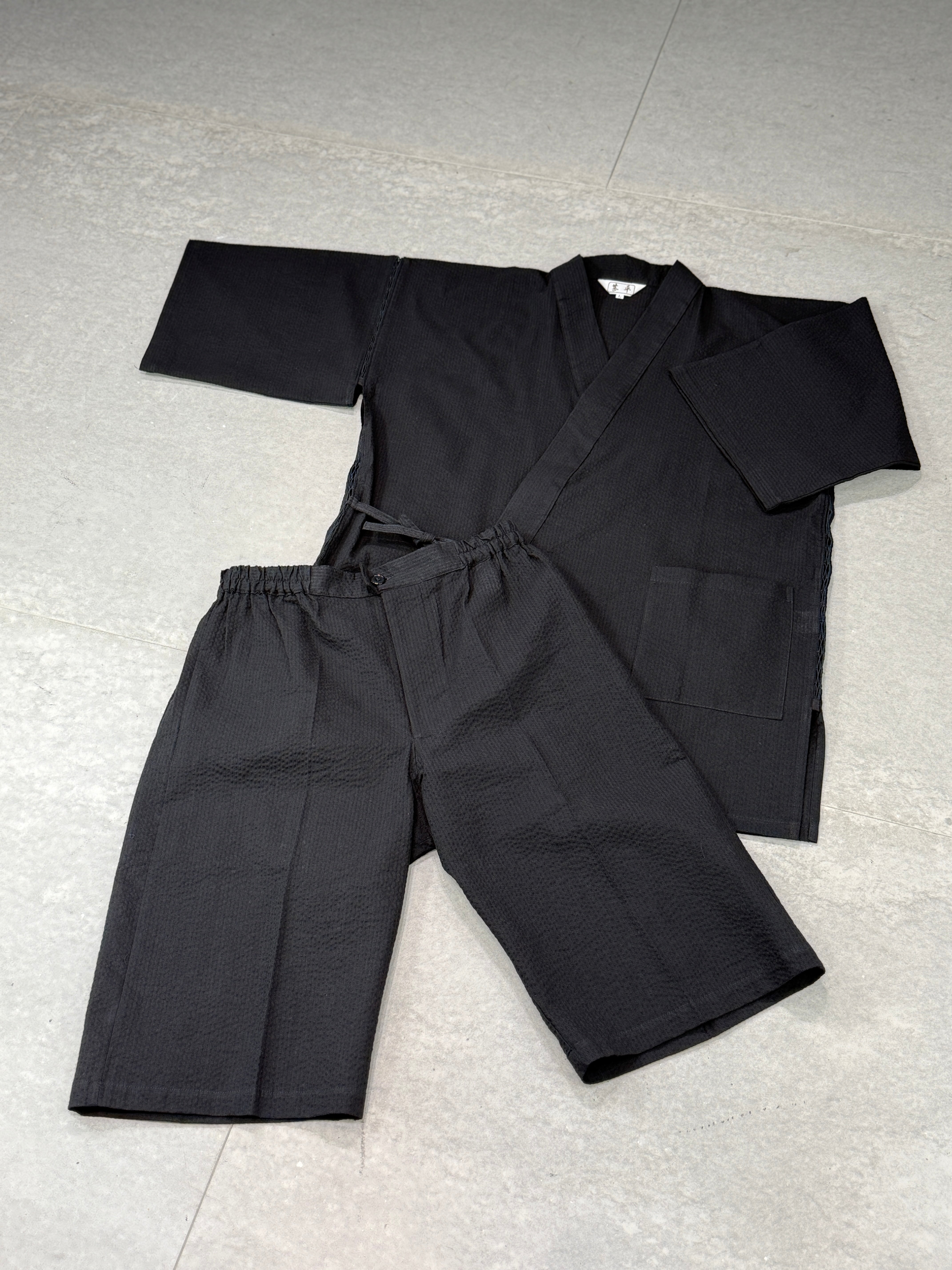 [参SELECT] Seersucker Jinbei Black L