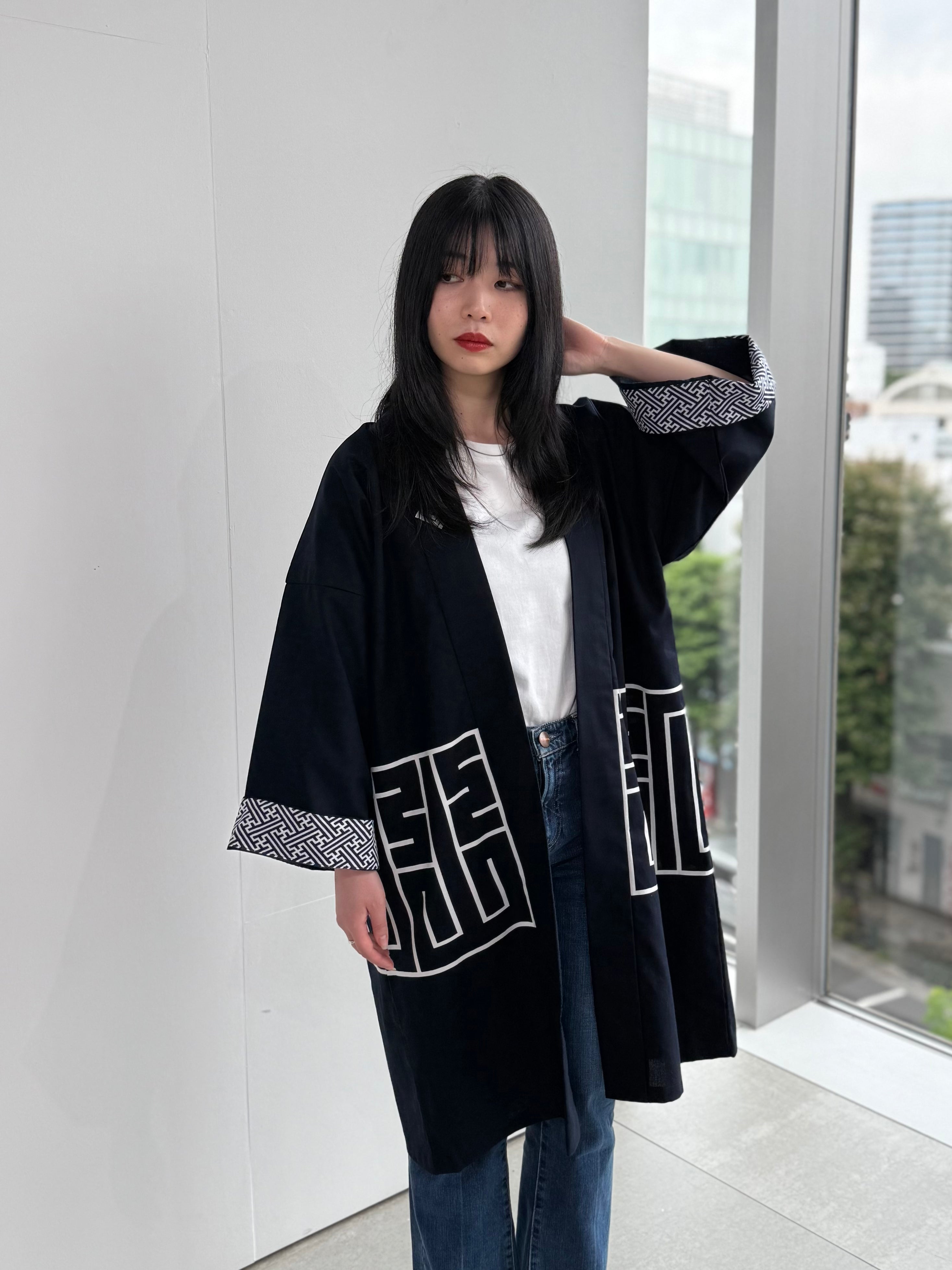 CAT -LIGHTNING SPEED- SHIRUSHI-ZOME HANTEN JACKET / 猫 -電光石火- 印染半纏