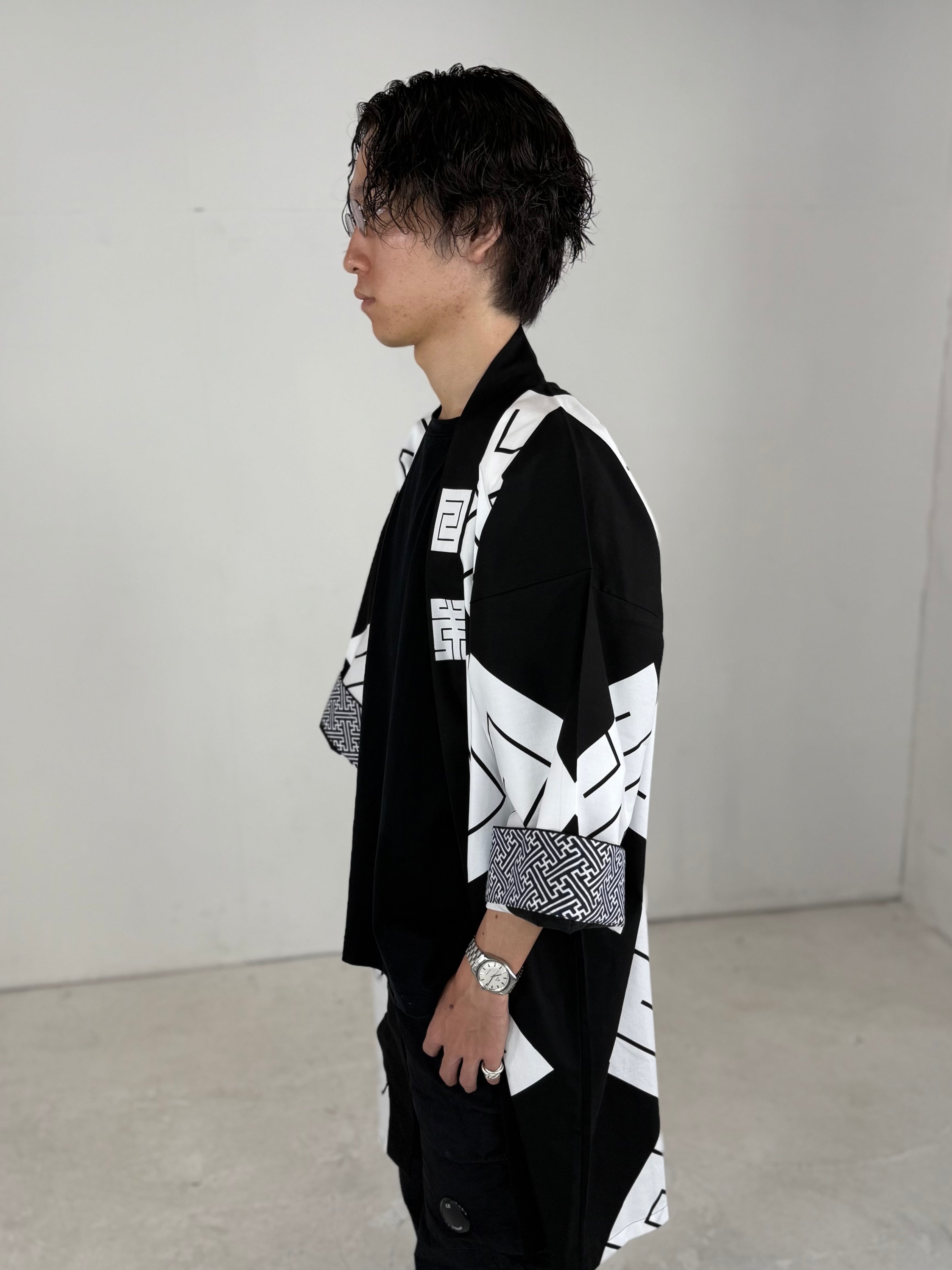 MILE -JAPAN- SHIRUSHI-ZOME HANTEN JACKET / KURO / 参 -日本- 印染半纏