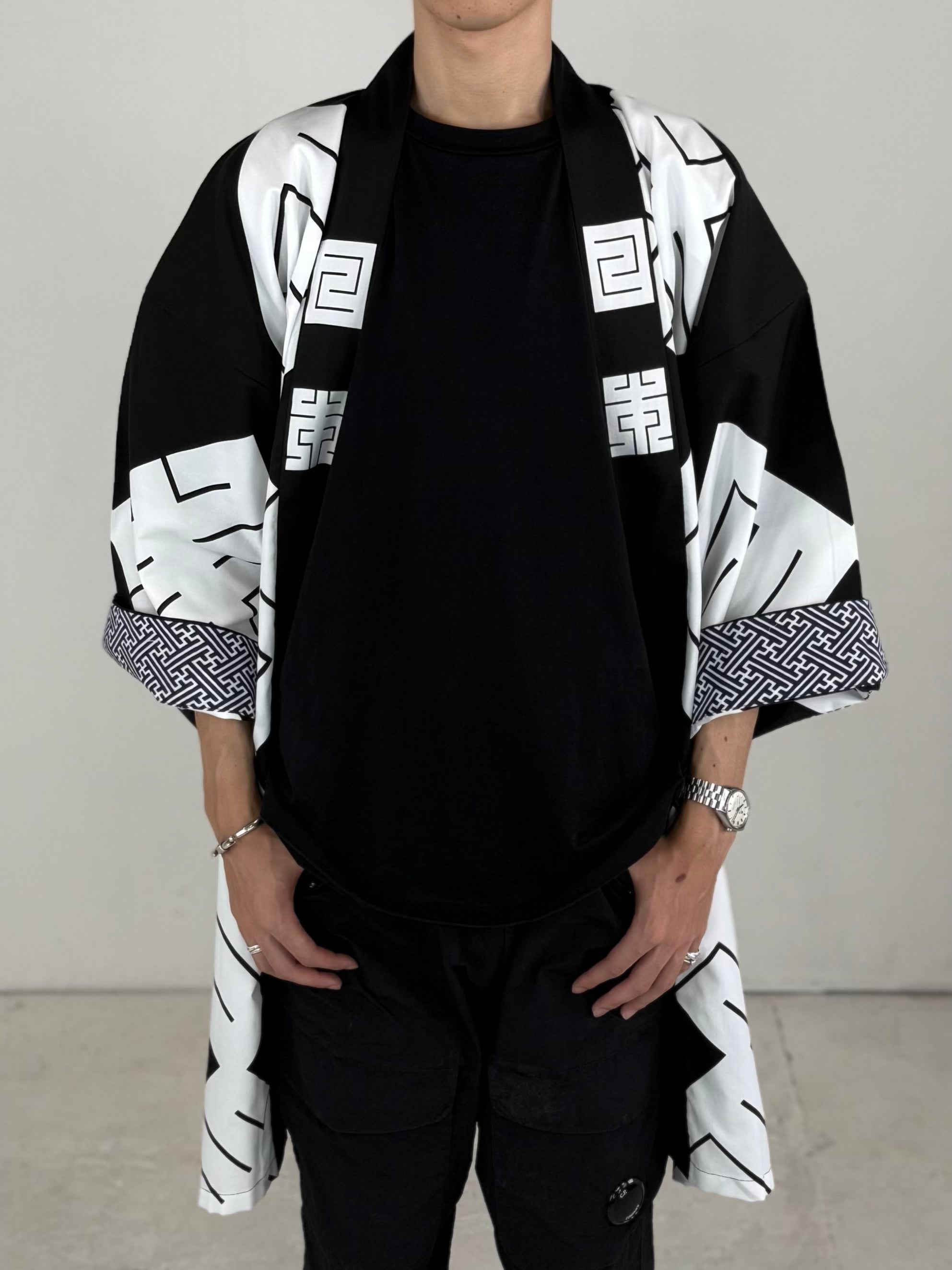 MILE -JAPAN- SHIRUSHI-ZOME HANTEN JACKET / KURO / 参 -日本- 印染半纏