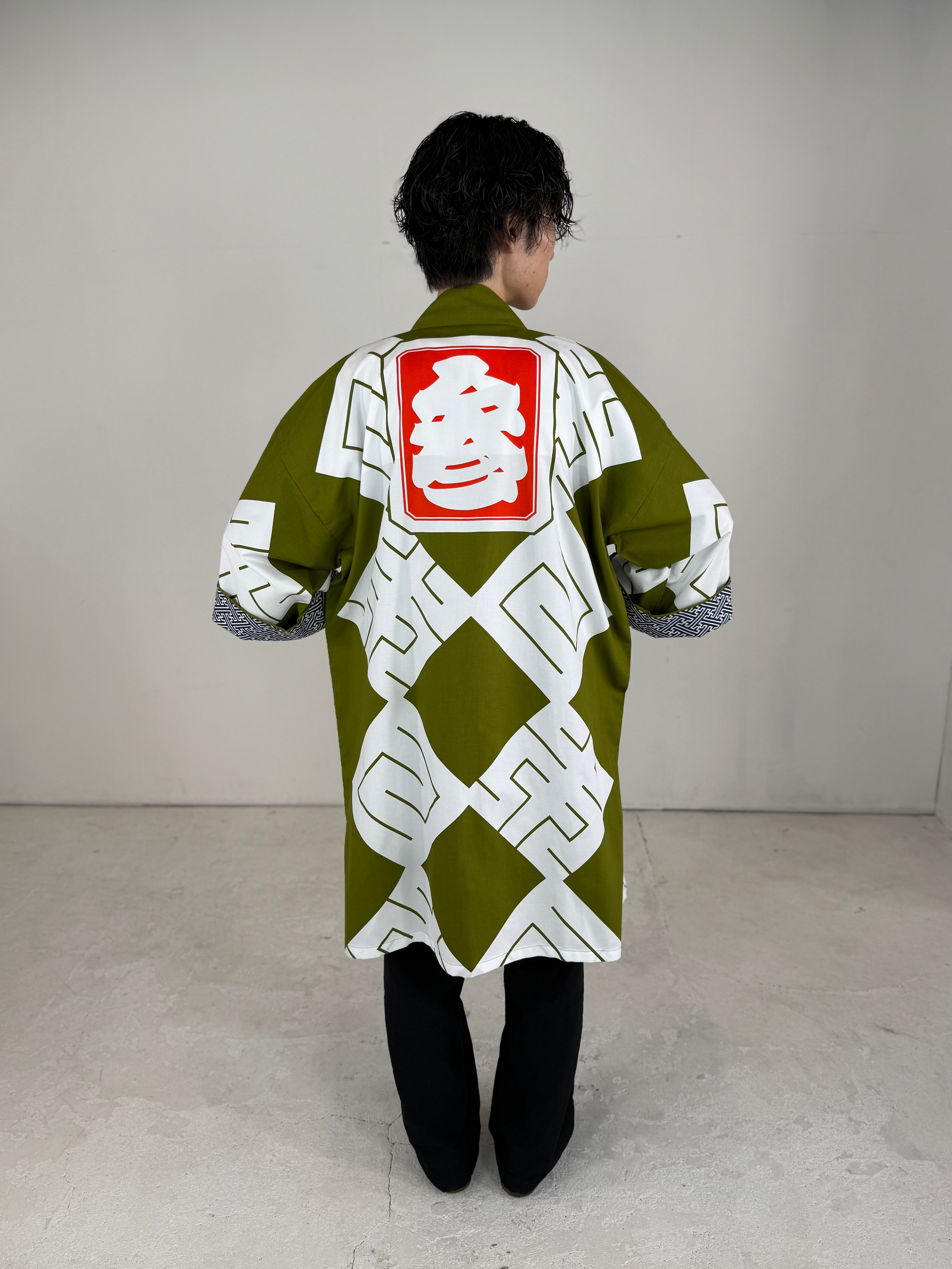 MILE -JAPAN- SHIRUSHI-ZOME HANTEN JACKET / MATCHA / 参 -日本- 印染半纏