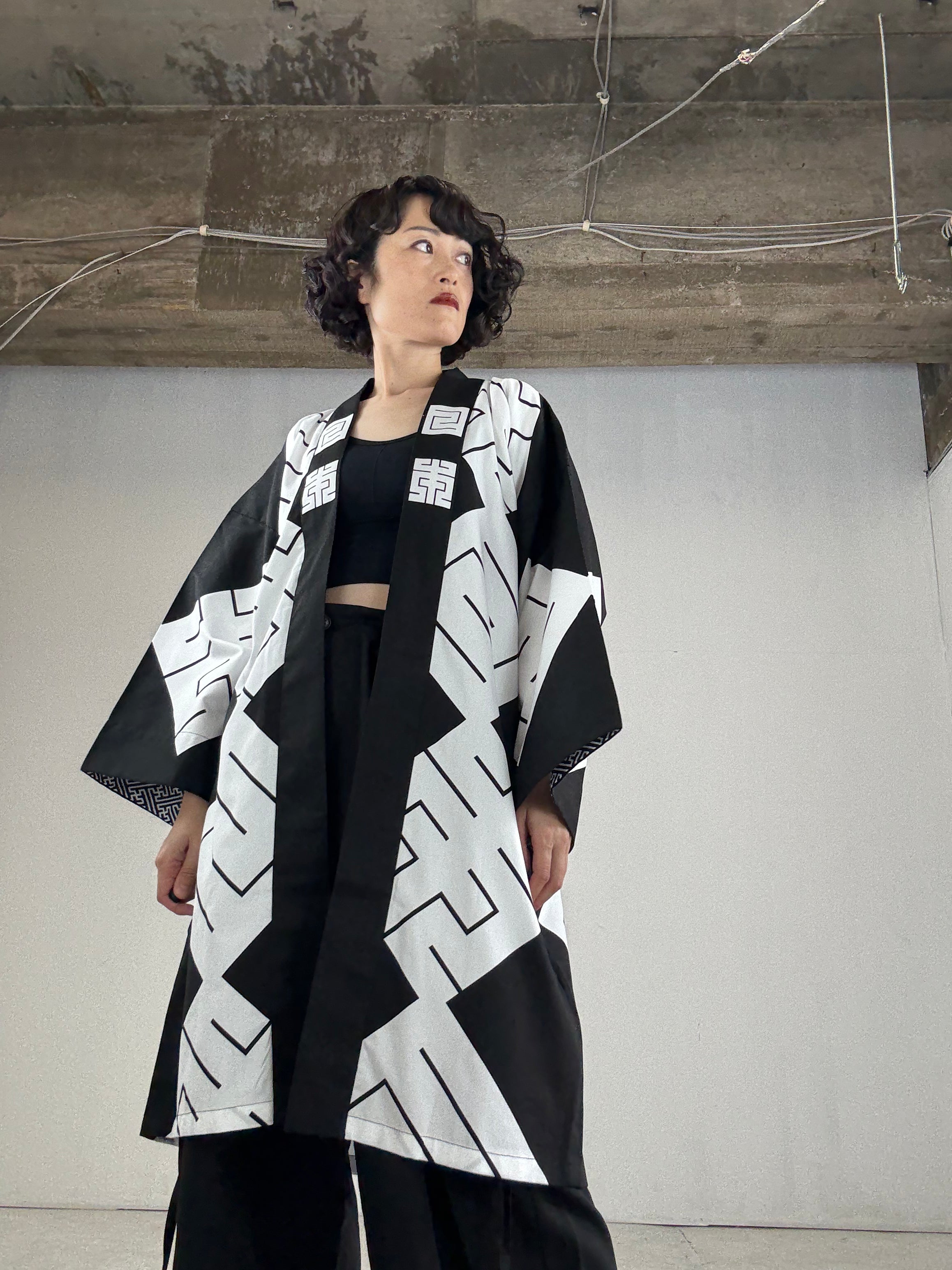 MILE -JAPAN- SHIRUSHI-ZOME HANTEN JACKET / KURO / 参 -日本- 印染半纏