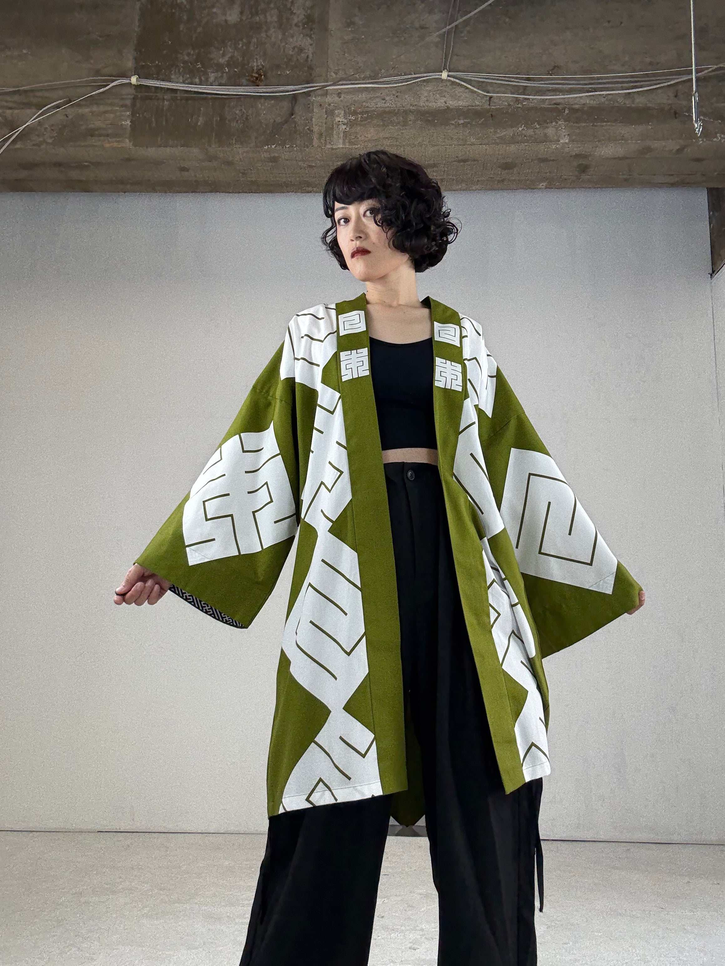 MILE -JAPAN- SHIRUSHI-ZOME HANTEN JACKET / MATCHA / 参 -日本- 印染半纏