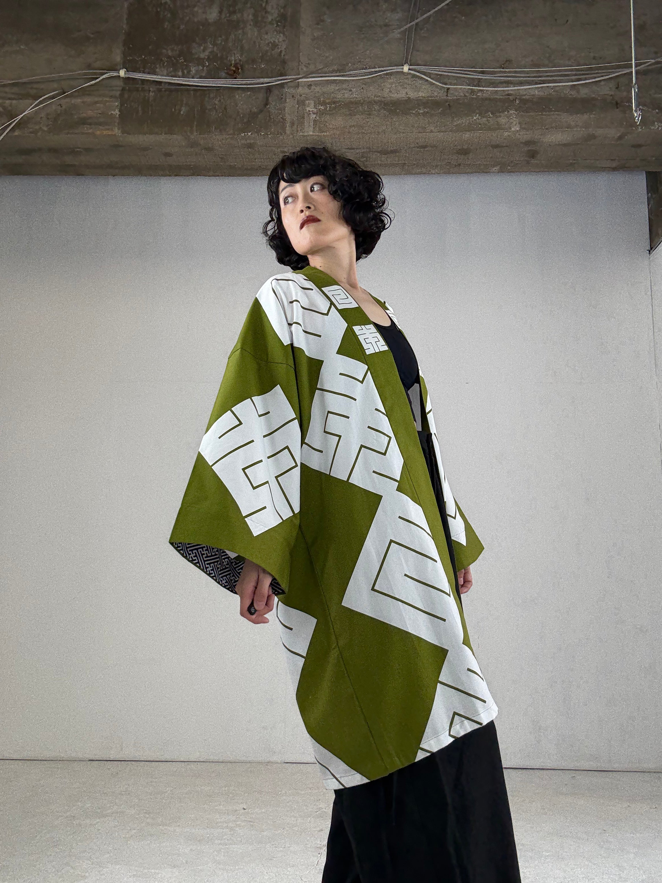 MILE -JAPAN- SHIRUSHI-ZOME HANTEN JACKET / MATCHA / 参 -日本- 印染半纏