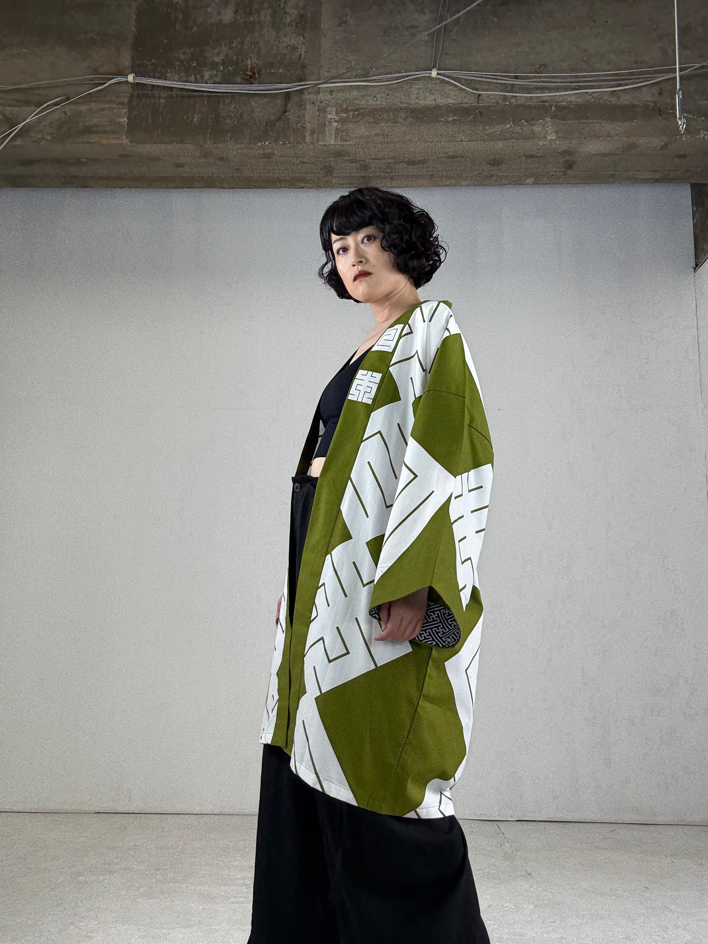 MILE -JAPAN- SHIRUSHI-ZOME HANTEN JACKET / MATCHA / 参 -日本- 印染半纏