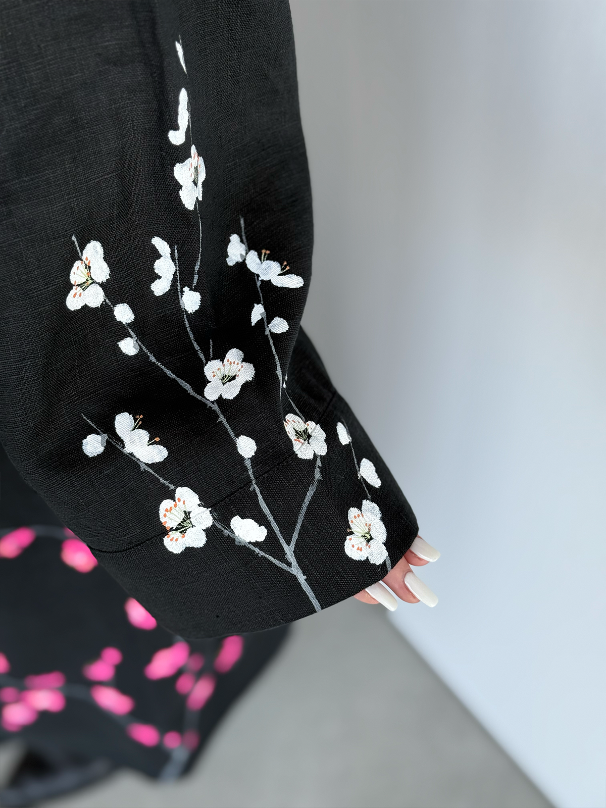 [SANKI ZAKKA SELECT] Gown Jacket - Black - Plum, Crane and Moon