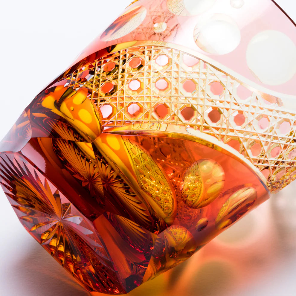 [SANKI ZAKKA SELECT] Noyuri Yamada – Octagonal Basket Weave Pattern Old-Fashioned Glass – Pink