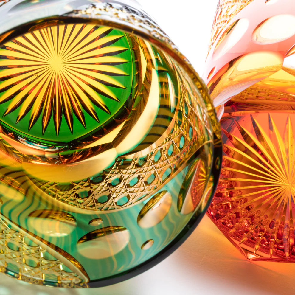 [SANKI ZAKKA SELECT] Noyuri Yamada – Octagonal Basket Weave Pattern Old-Fashioned Glass – Purple