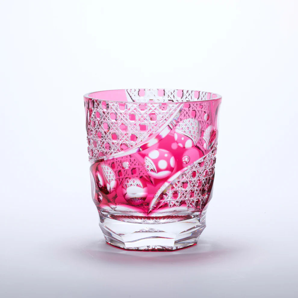 [SANKI ZAKKA SELECT] Noyuri Yamada – Octagonal Basket Weave Pattern Old-Fashioned Glass – Pink