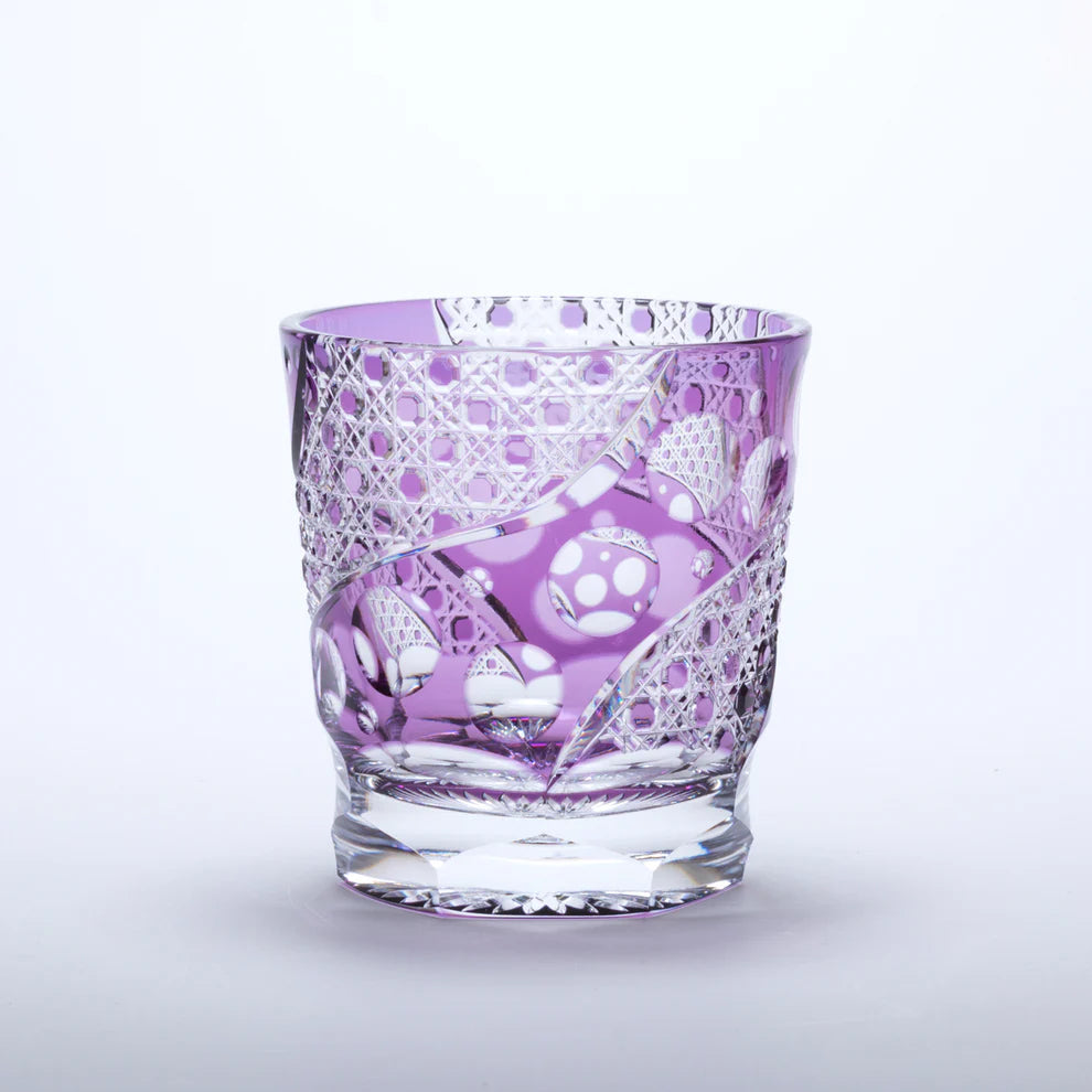 [SANKI ZAKKA SELECT] Noyuri Yamada – Octagonal Basket Weave Pattern Old-Fashioned Glass – Purple