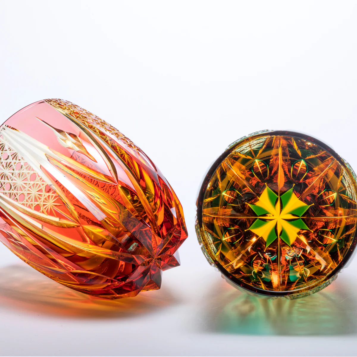 [SANKI ZAKKA SELECT] Taro Yoshikawa – Chrysanthemum and Basket Weave Pattern Tumbler – Pink Amber