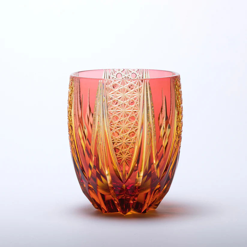 [SANKI ZAKKA SELECT] Taro Yoshikawa – Chrysanthemum and Basket Weave Pattern Tumbler – Pink Amber