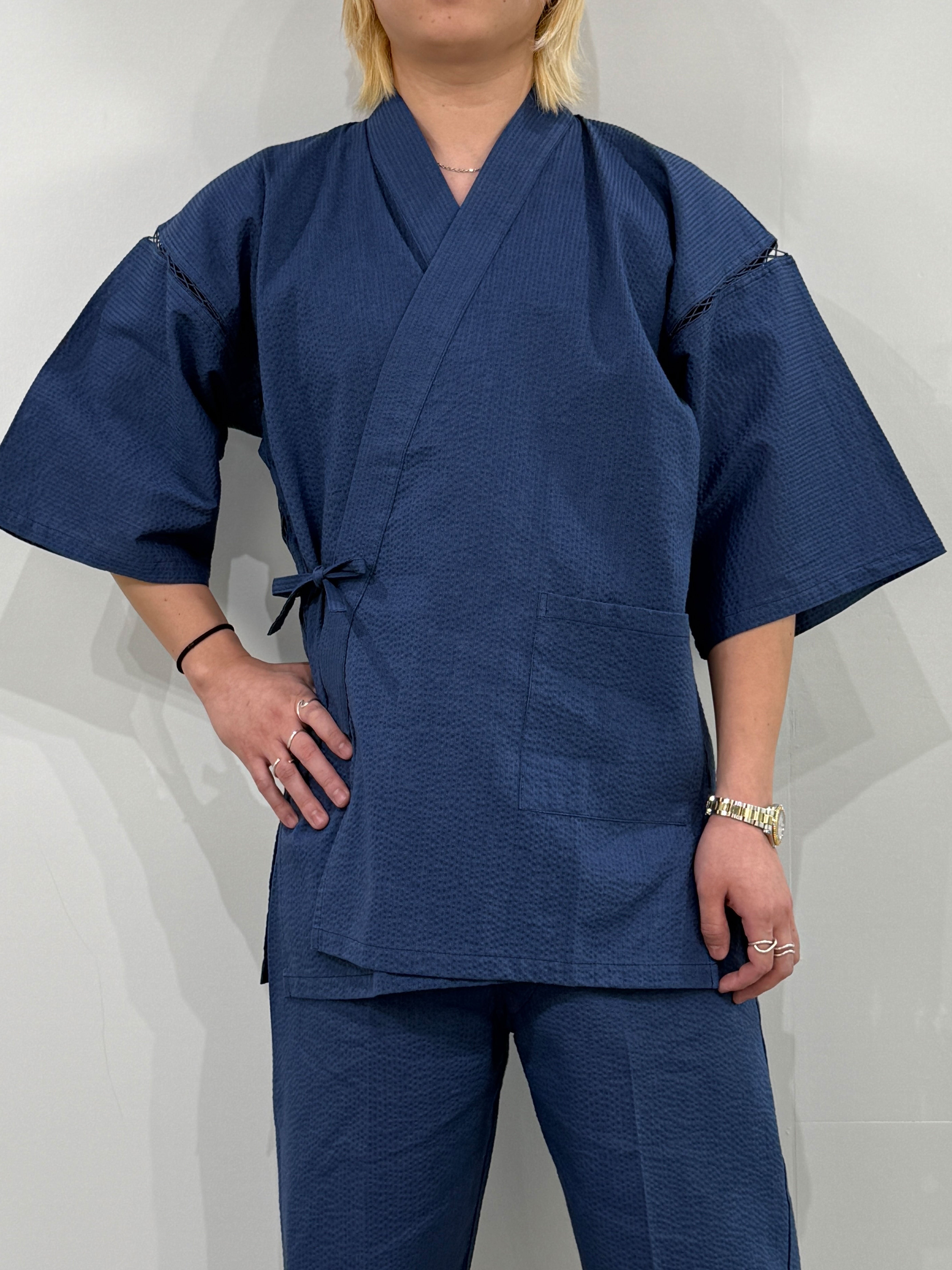 [参SELECT] Seersucker Jinbei Light Navy L