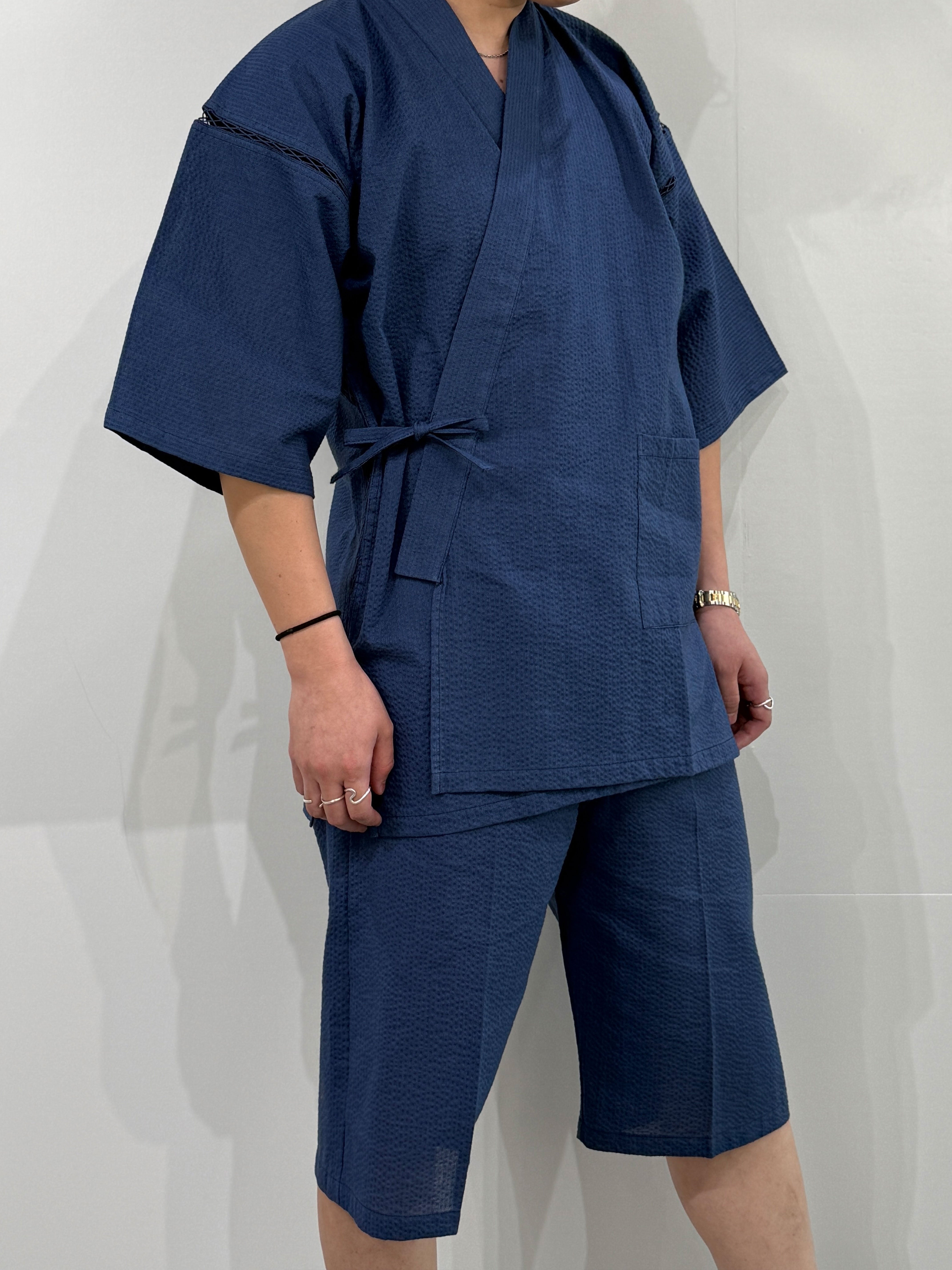 [参SELECT] Seersucker Jinbei Light Navy L