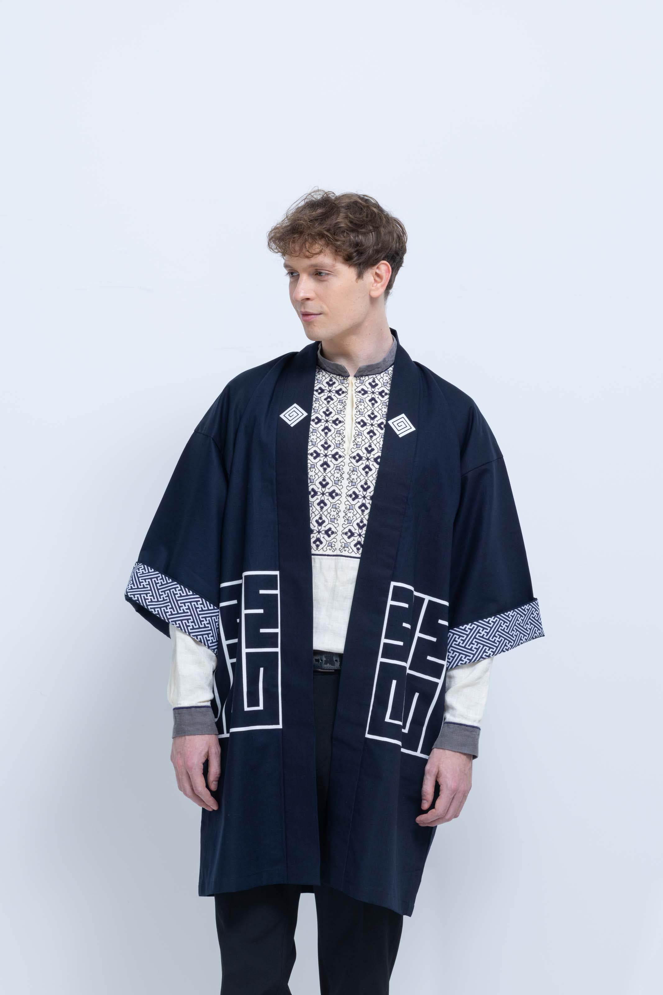CAT -LIGHTNING SPEED- SHIRUSHI-ZOME HANTEN JACKET / KON / 猫 -電光石火- 印染半纏