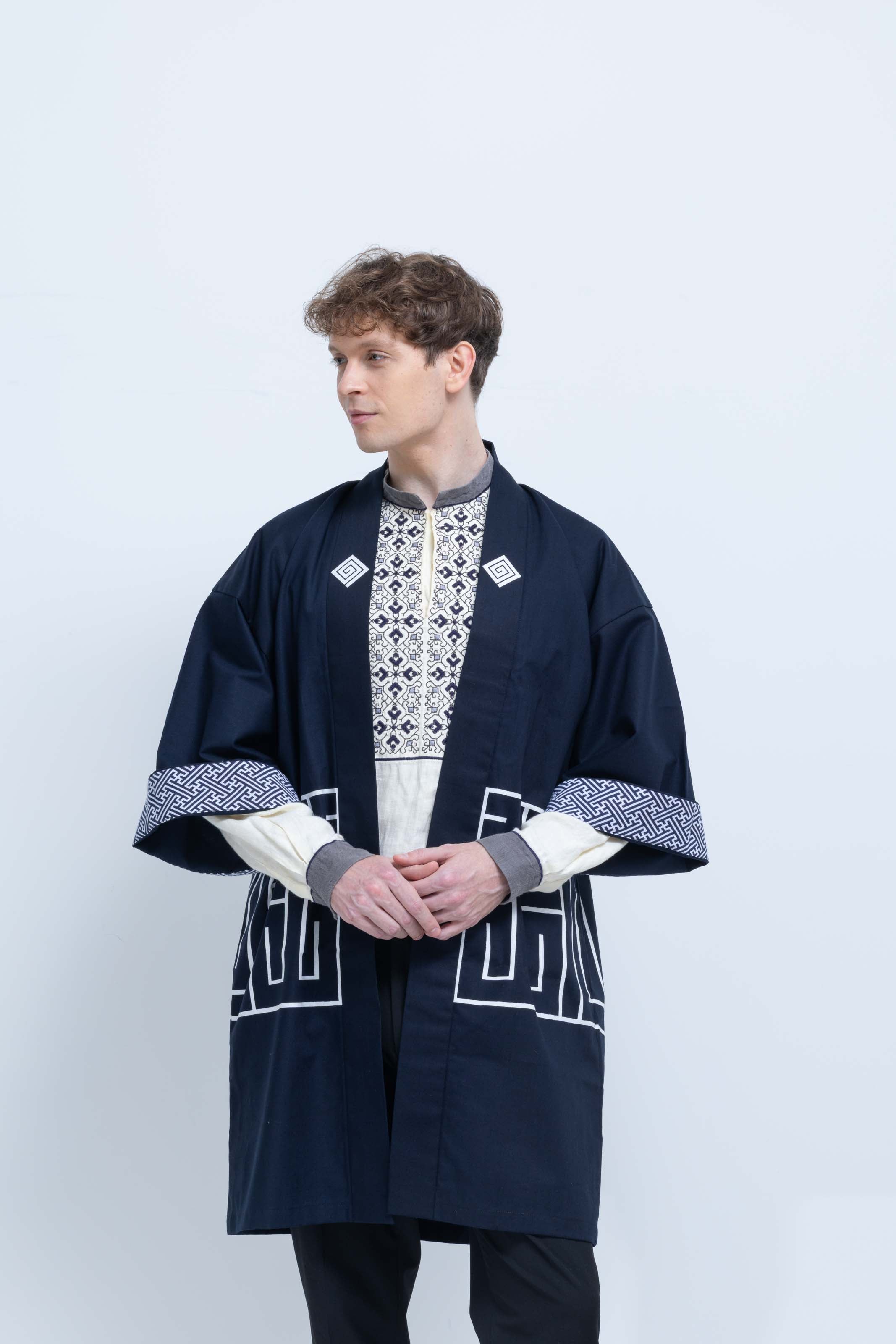 CAT -LIGHTNING SPEED- SHIRUSHI-ZOME HANTEN JACKET / KON / 猫 -電光石火- 印染半纏