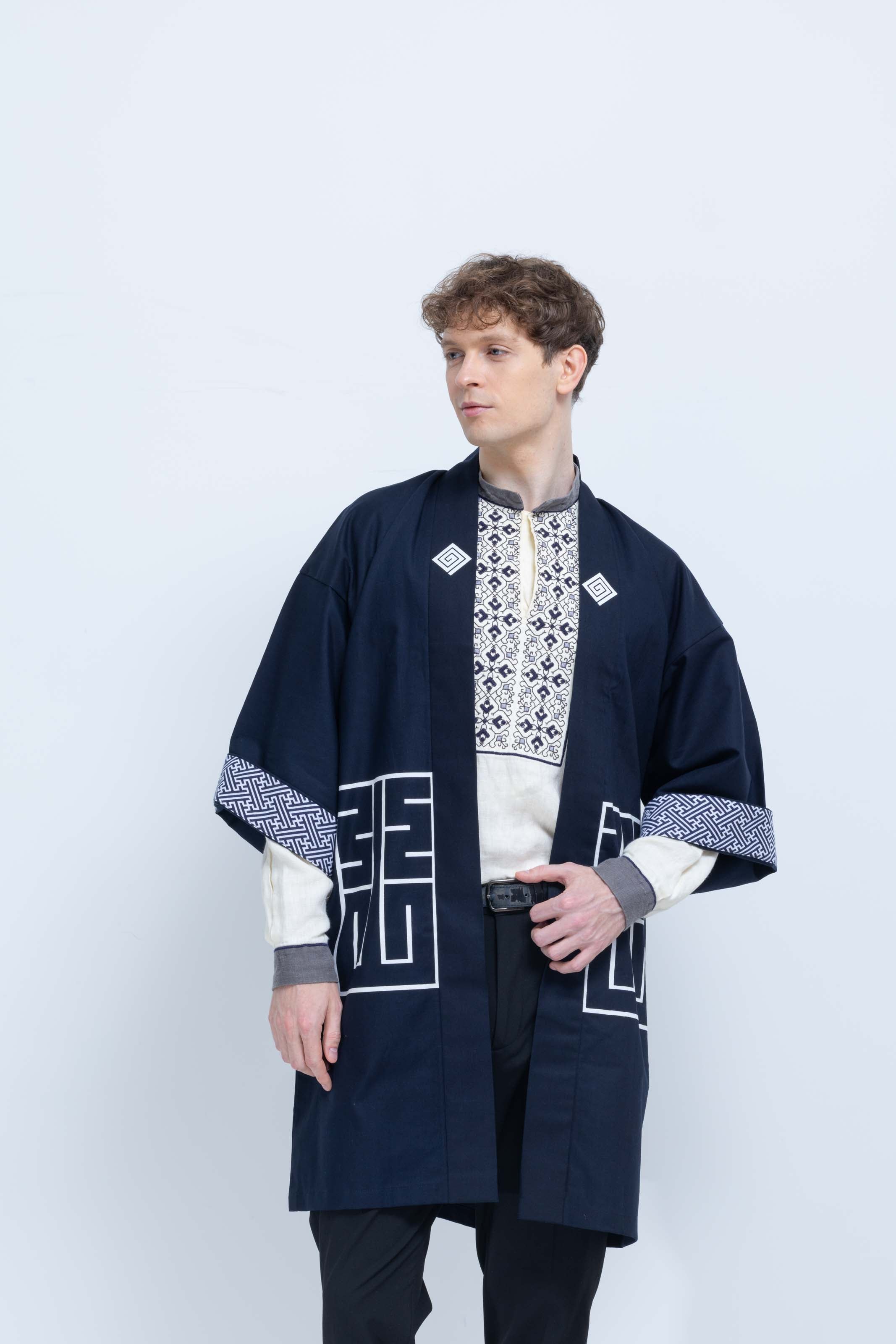 CAT -LIGHTNING SPEED- SHIRUSHI-ZOME HANTEN JACKET / KON / 猫 -電光石火- 印染半纏