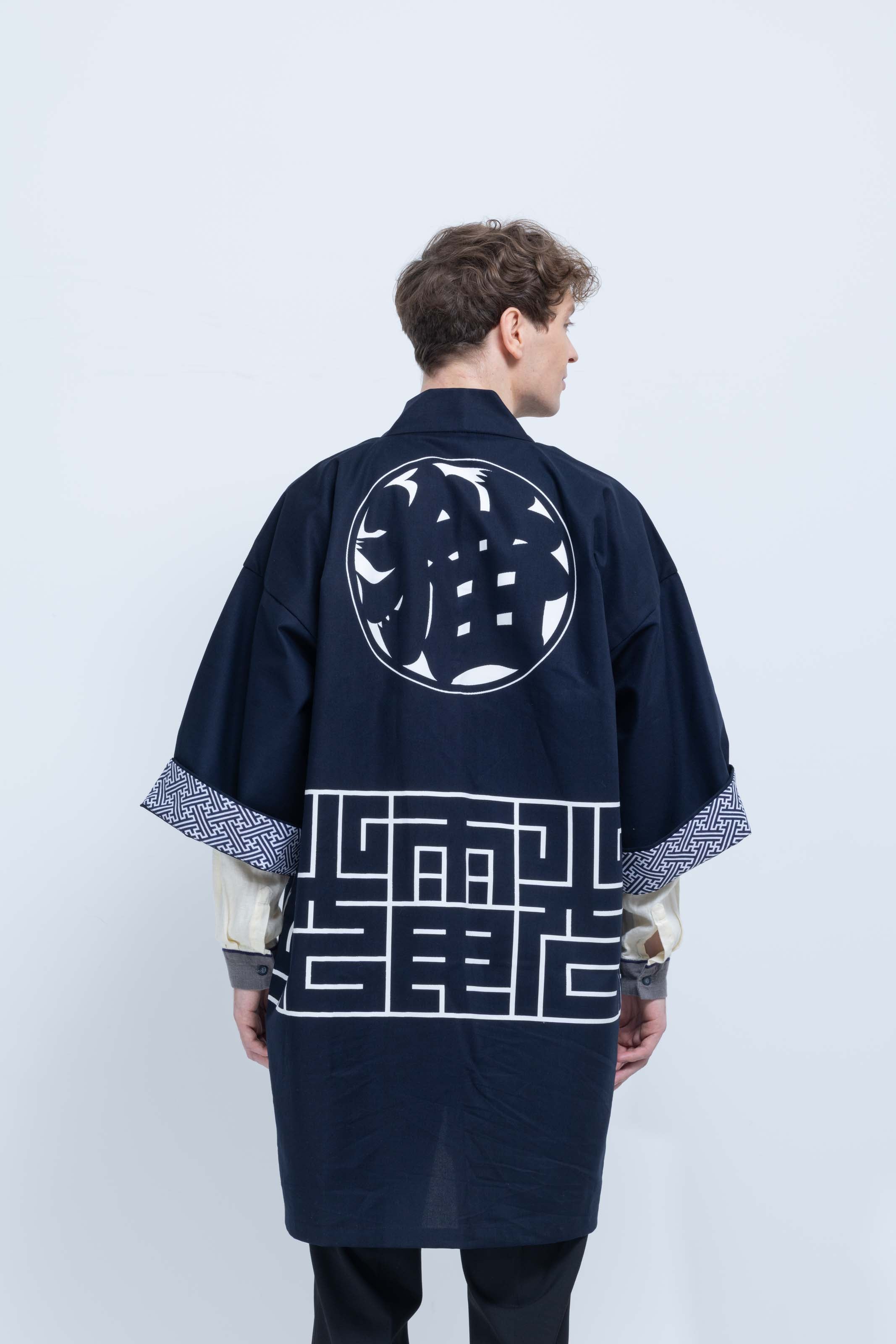 CAT -LIGHTNING SPEED- SHIRUSHI-ZOME HANTEN JACKET / KON / 猫 -電光石火- 印染半纏