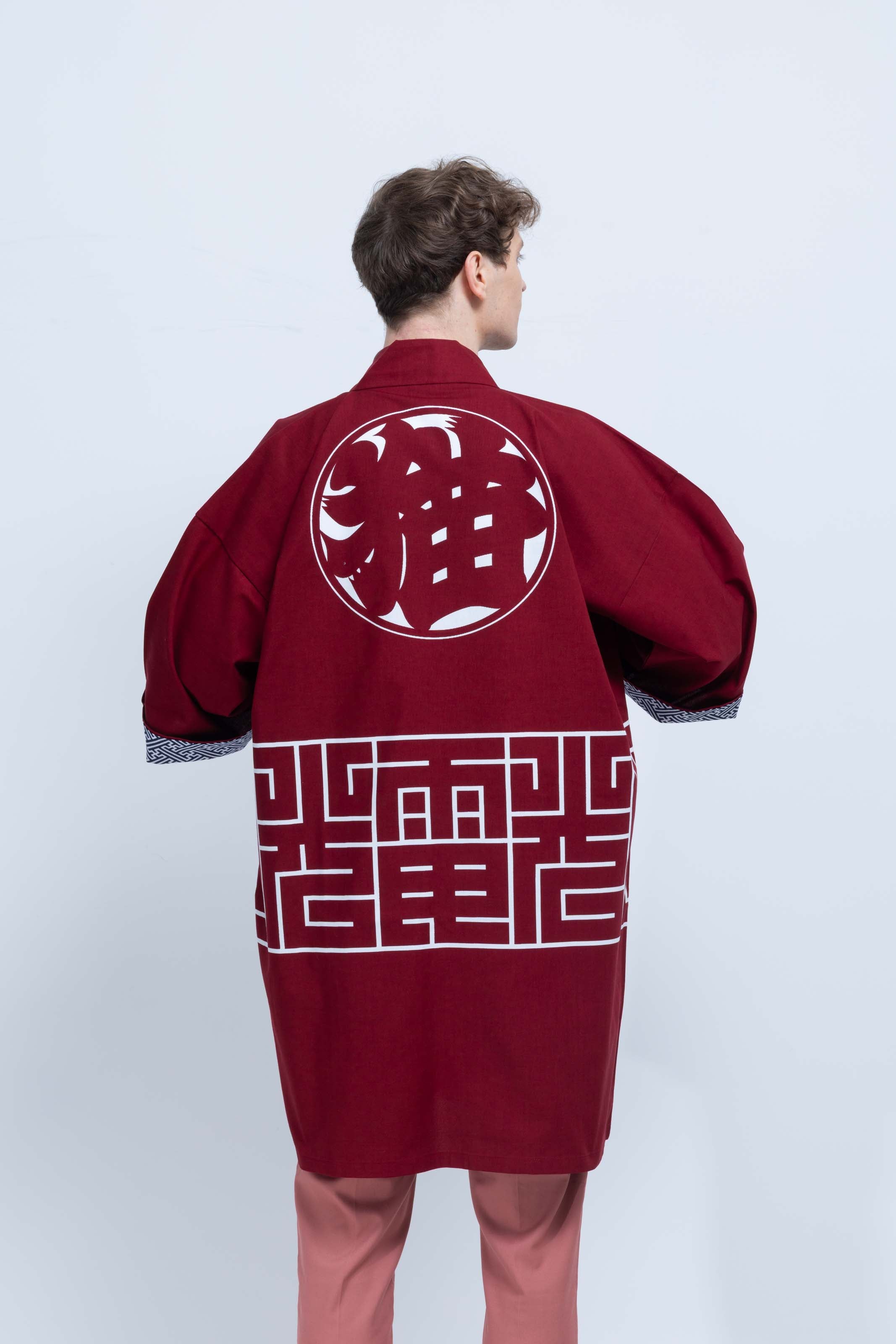 CAT -LIGHTNING SPEED- SHIRUSHI-ZOME HANTEN JACKET/ ENJI / 猫 -電光石火- 印染半纏