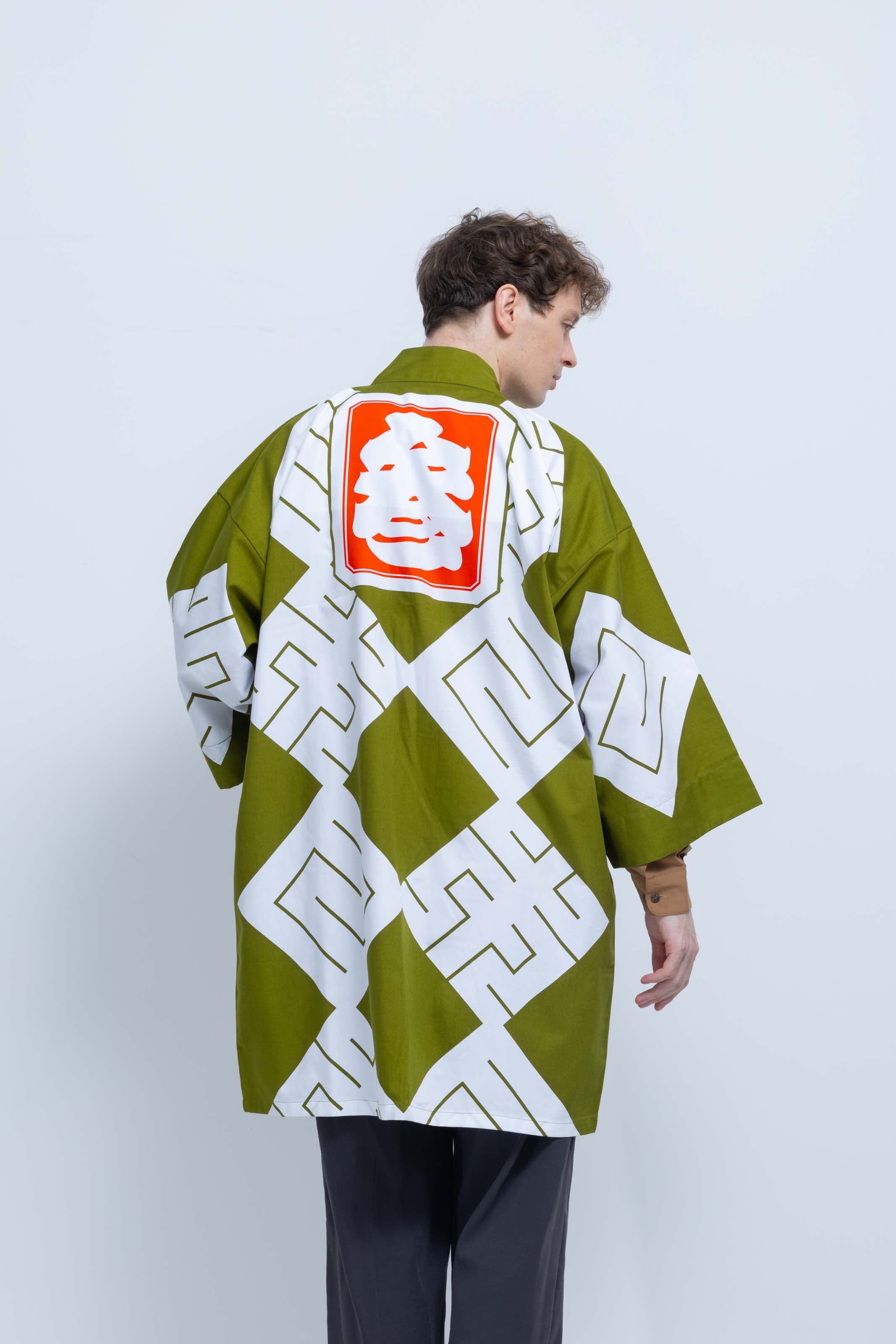 MILE -JAPAN- SHIRUSHI-ZOME HANTEN JACKET / MATCHA / 参 -日本- 印染半纏