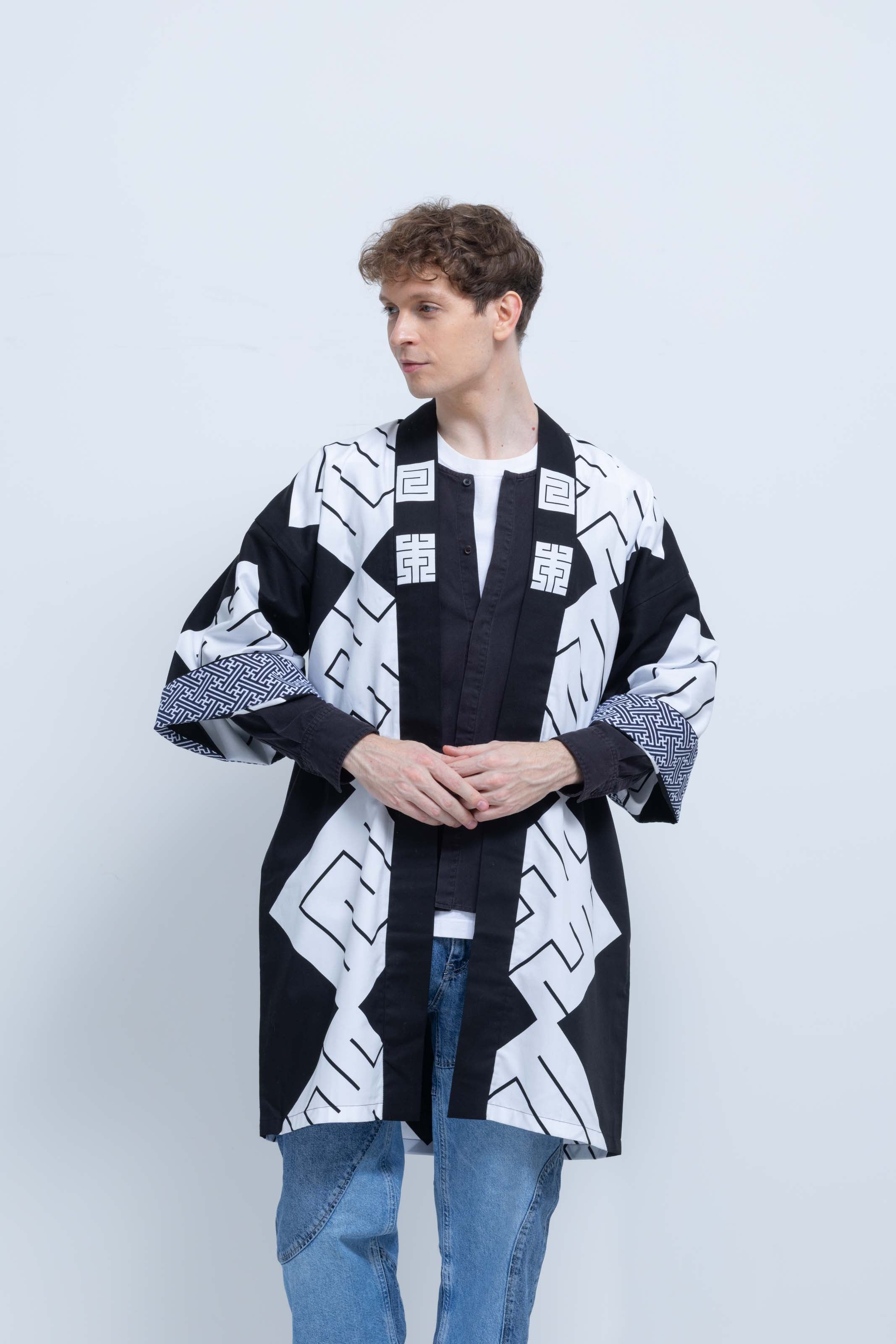 MILE -JAPAN- SHIRUSHI-ZOME HANTEN JACKET / KURO / 参 -日本- 印染半纏